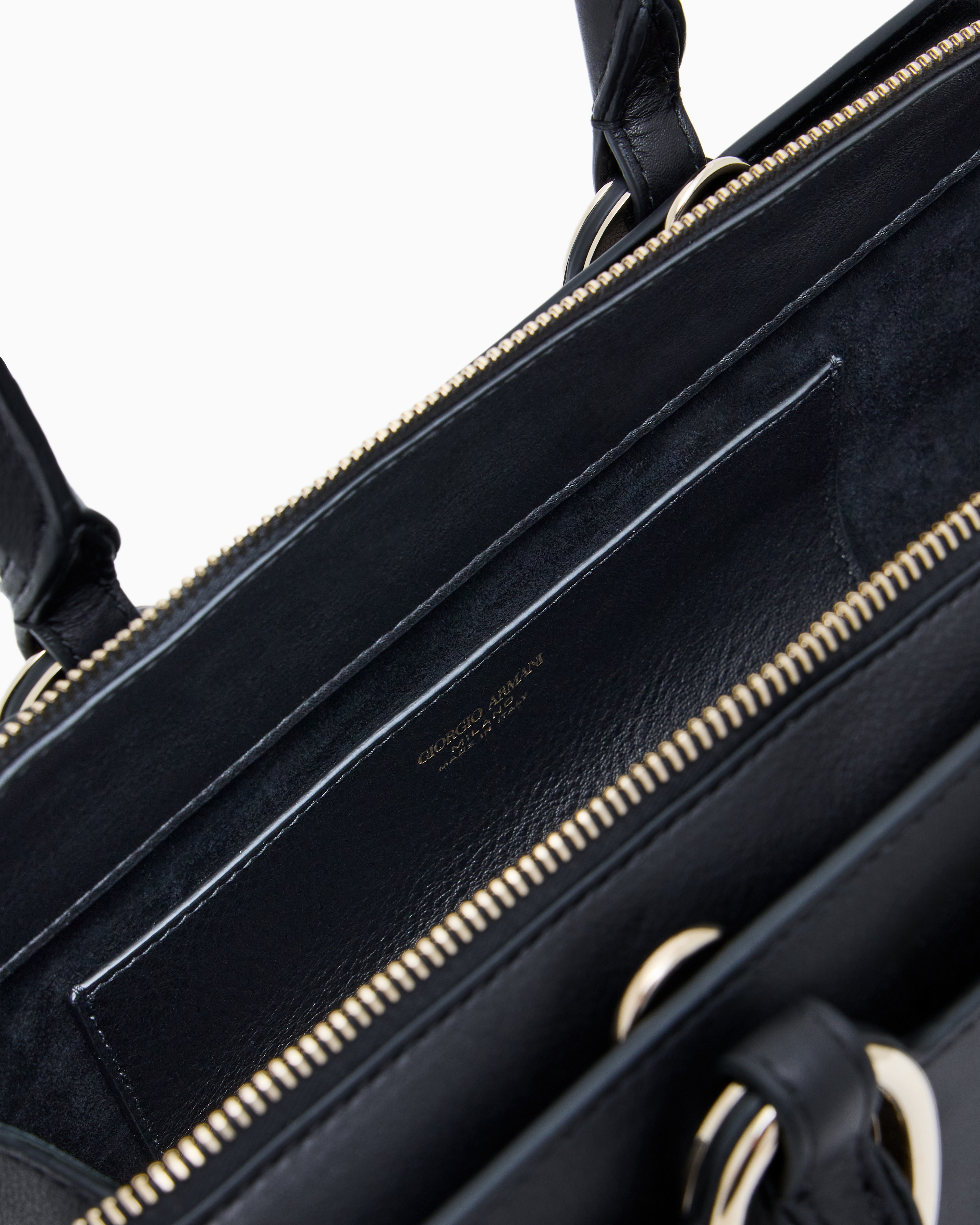 Giorgio Armani Leather Bauletto Bag In Black