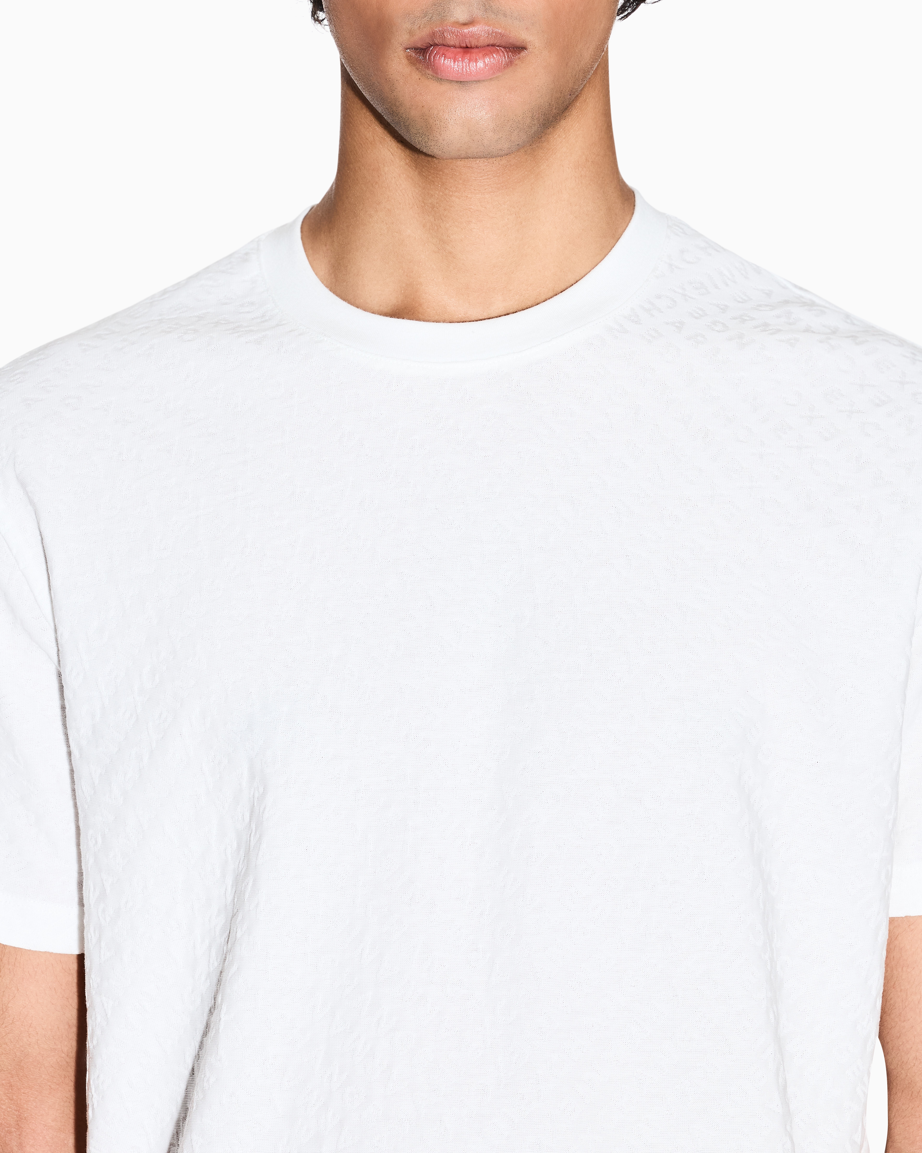 Armani Exchange - Regular fit t-shirt jacquard fabric, Man, White, Size: