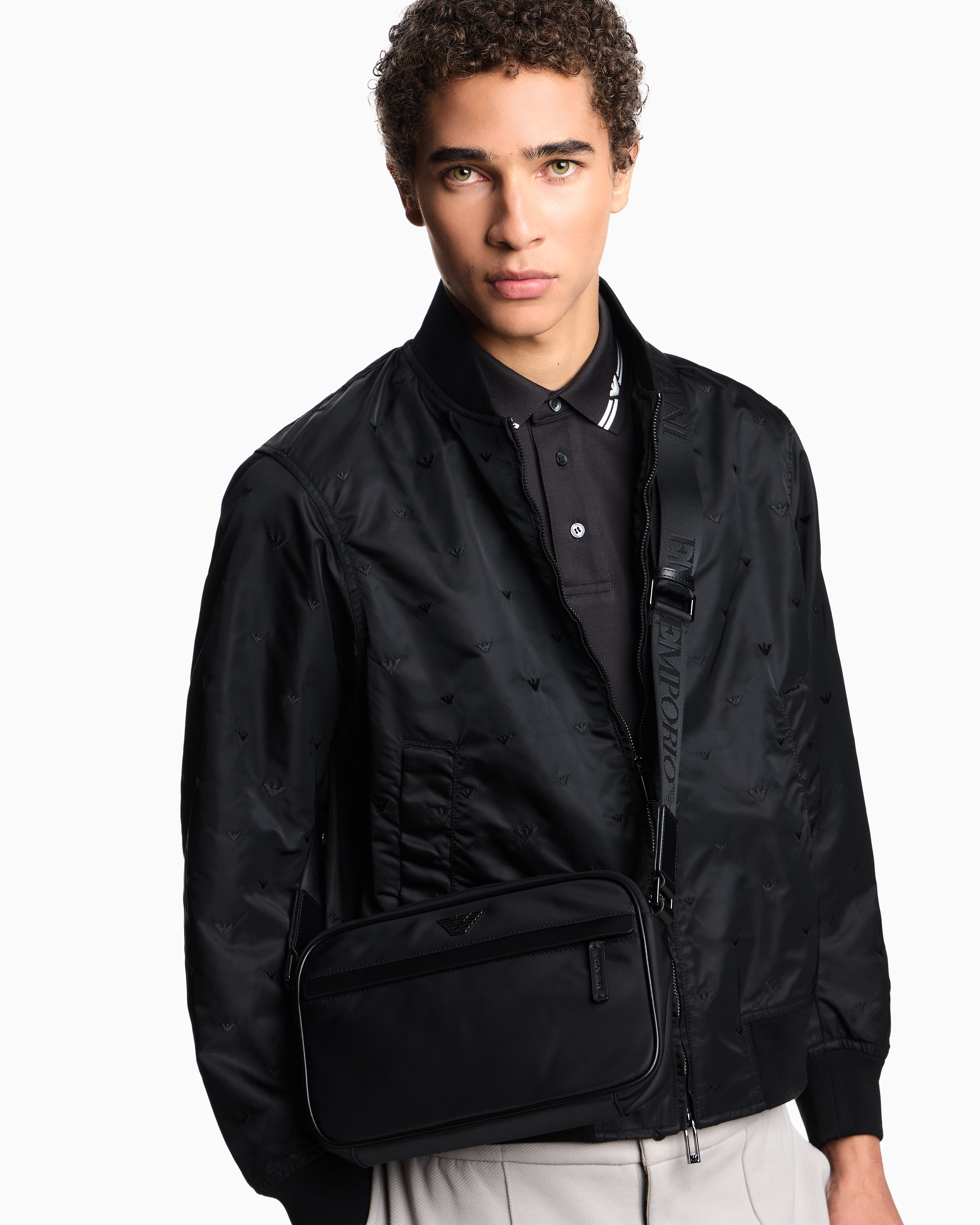 Emporio Armani - ASV recycled nylon shoulder bag, Man, Black, Size: TU