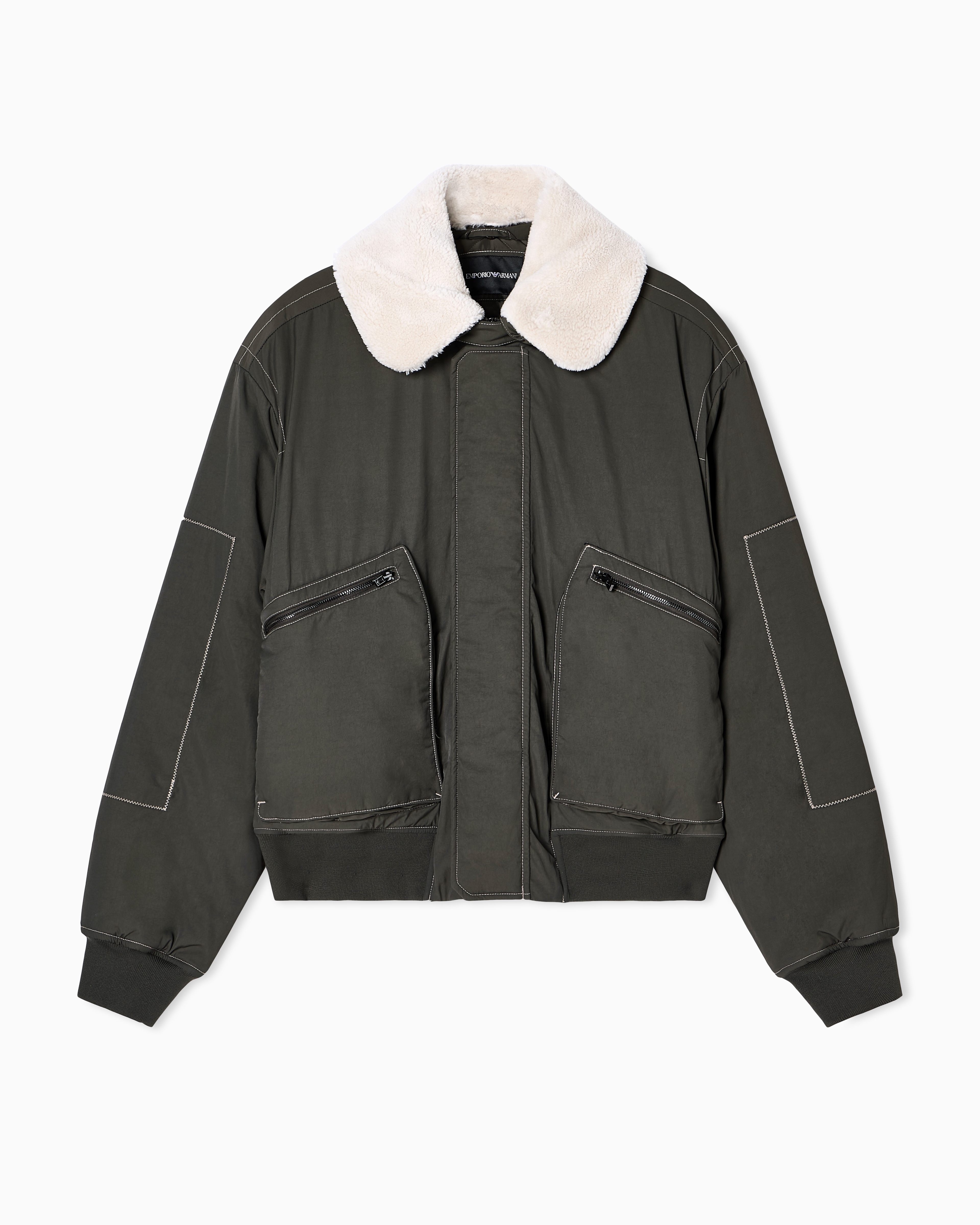 EMPORIO ARMANI ボンバージャケット オンライン限定>ボンバージャケット ナイロンツイル シアリング