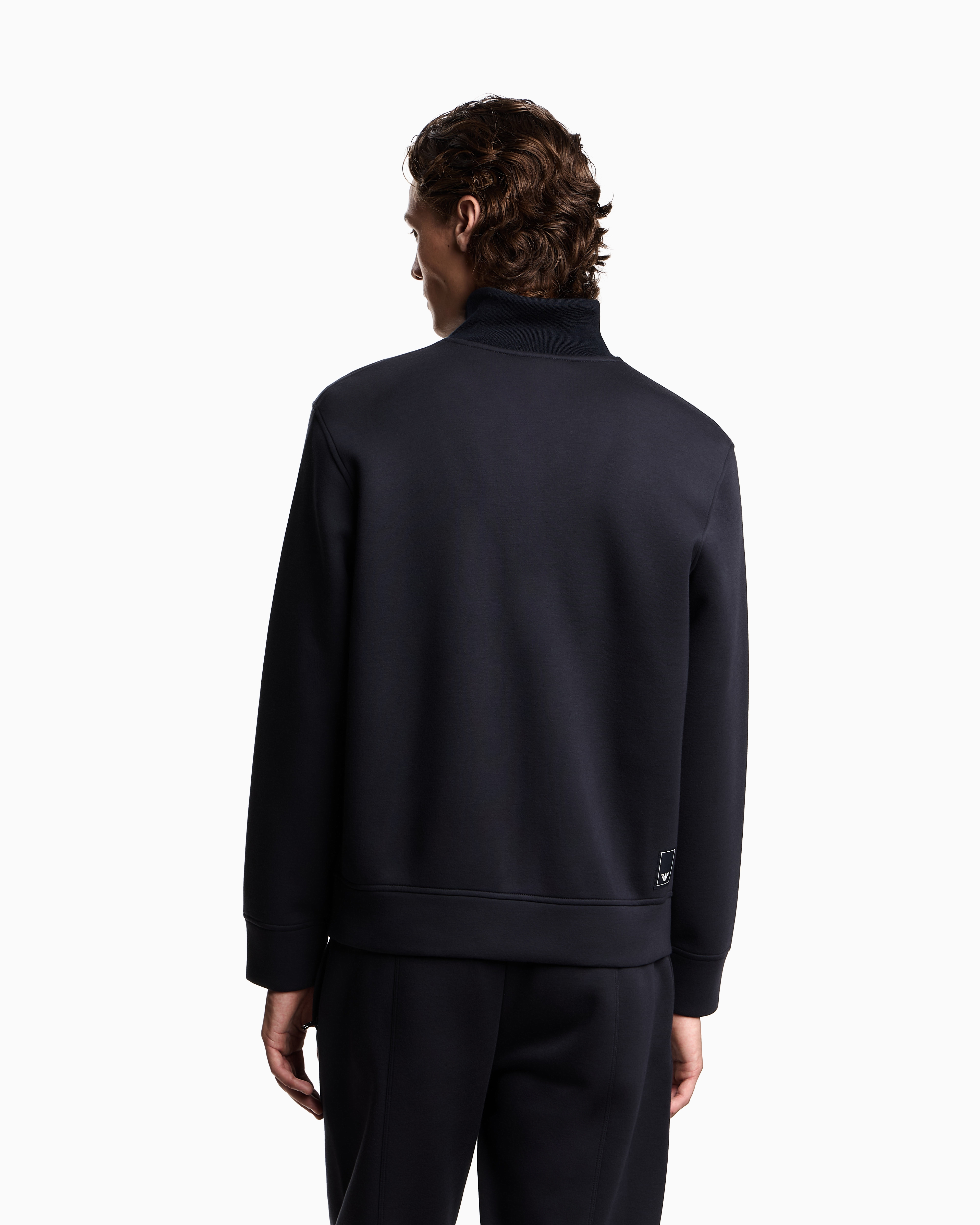 Emporio Armani Travel Essentials Full-zip Sweatshirt In Double Jersey In Black