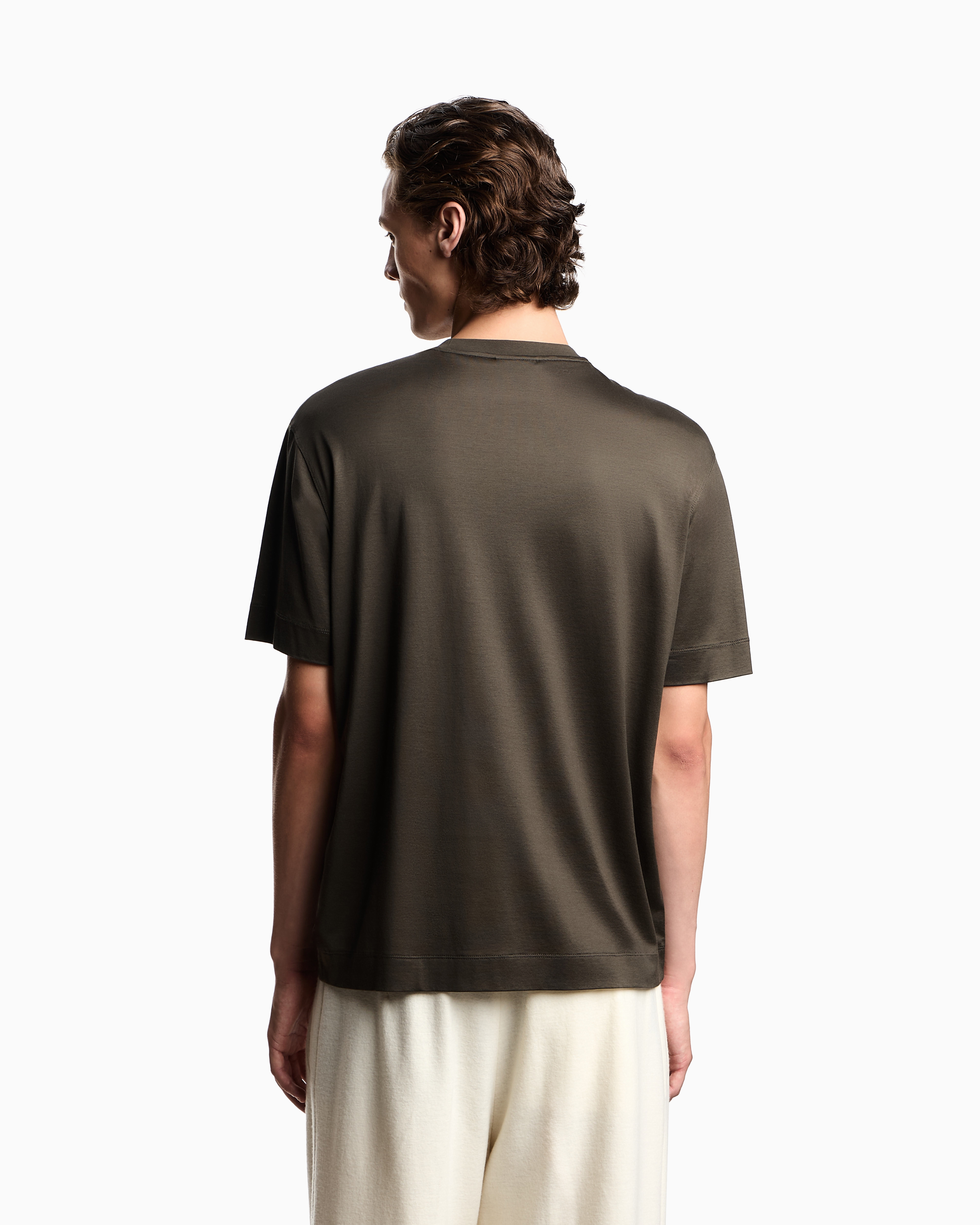 Emporio Armani - ASV Lyocell T-shirt with vintage-effect logo print, Man, Green, Size: