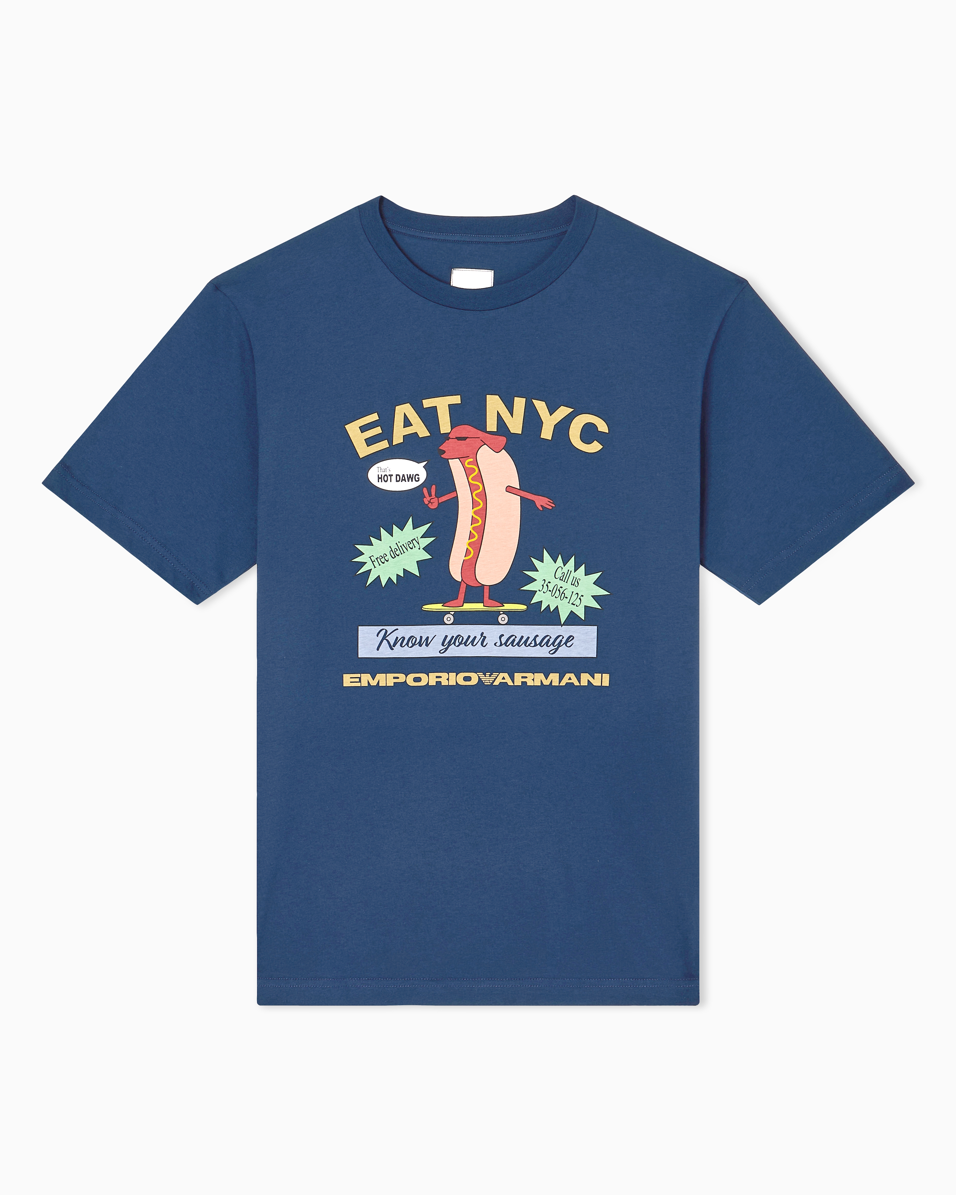 Emporio Armani - ASV New York Capsule Collection EAT NYC print jersey T-shirt, Man, Blue, Size: