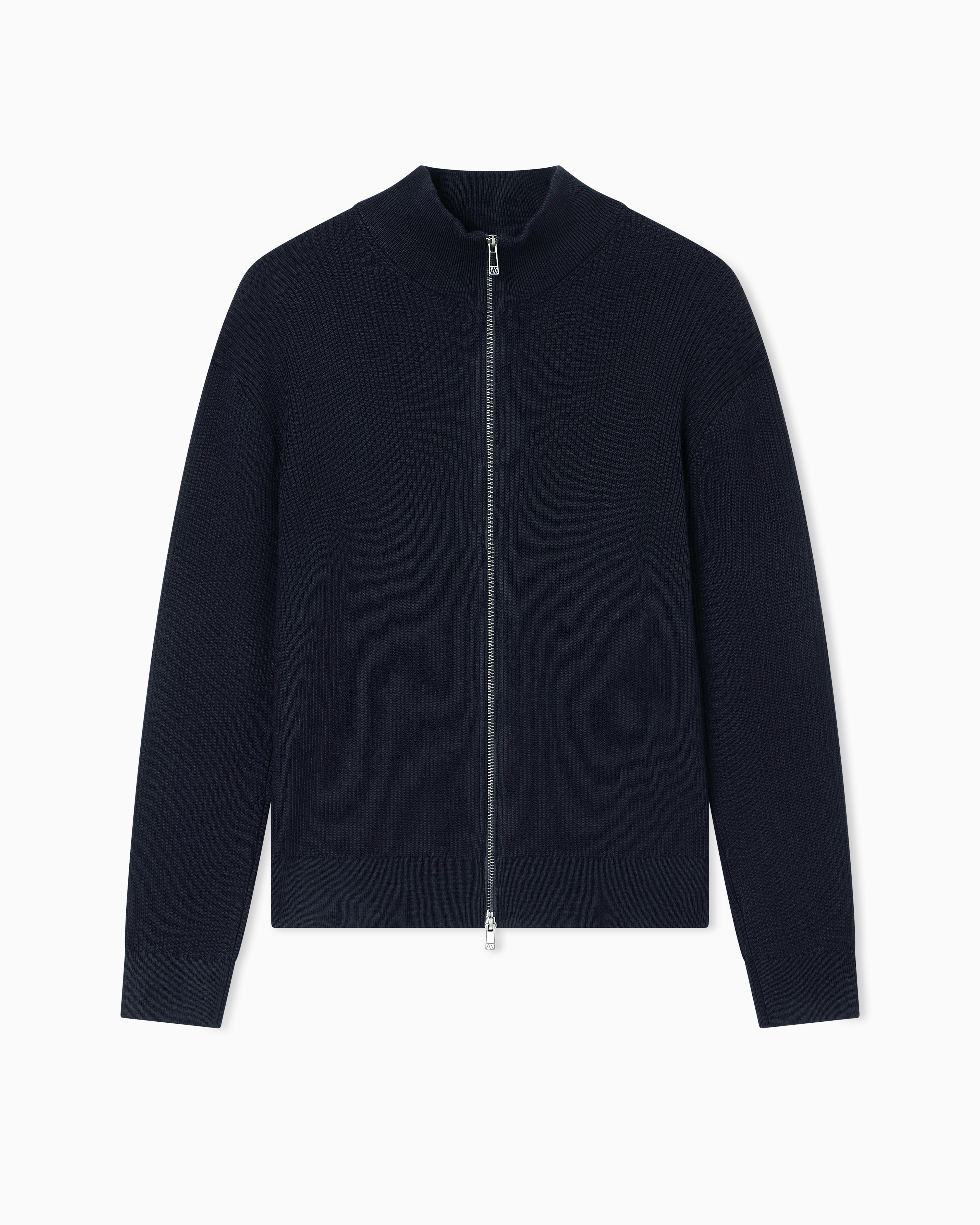 Armani Exchange - Full zip ribbed cardigan, Man, Navy Blue, Size: