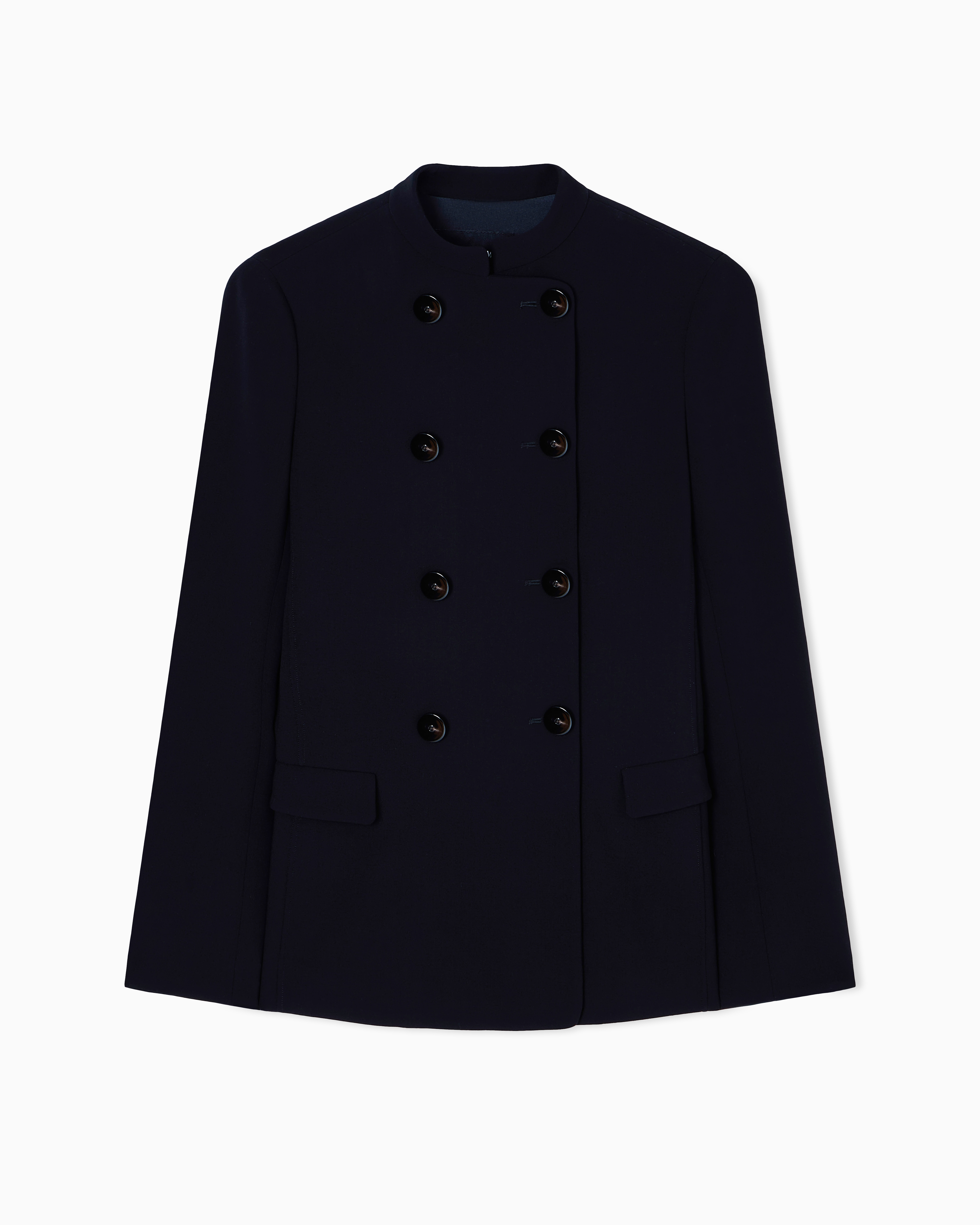 Giorgio Armani Double-breasted Jacket In Stretch Virgin Wool In Black