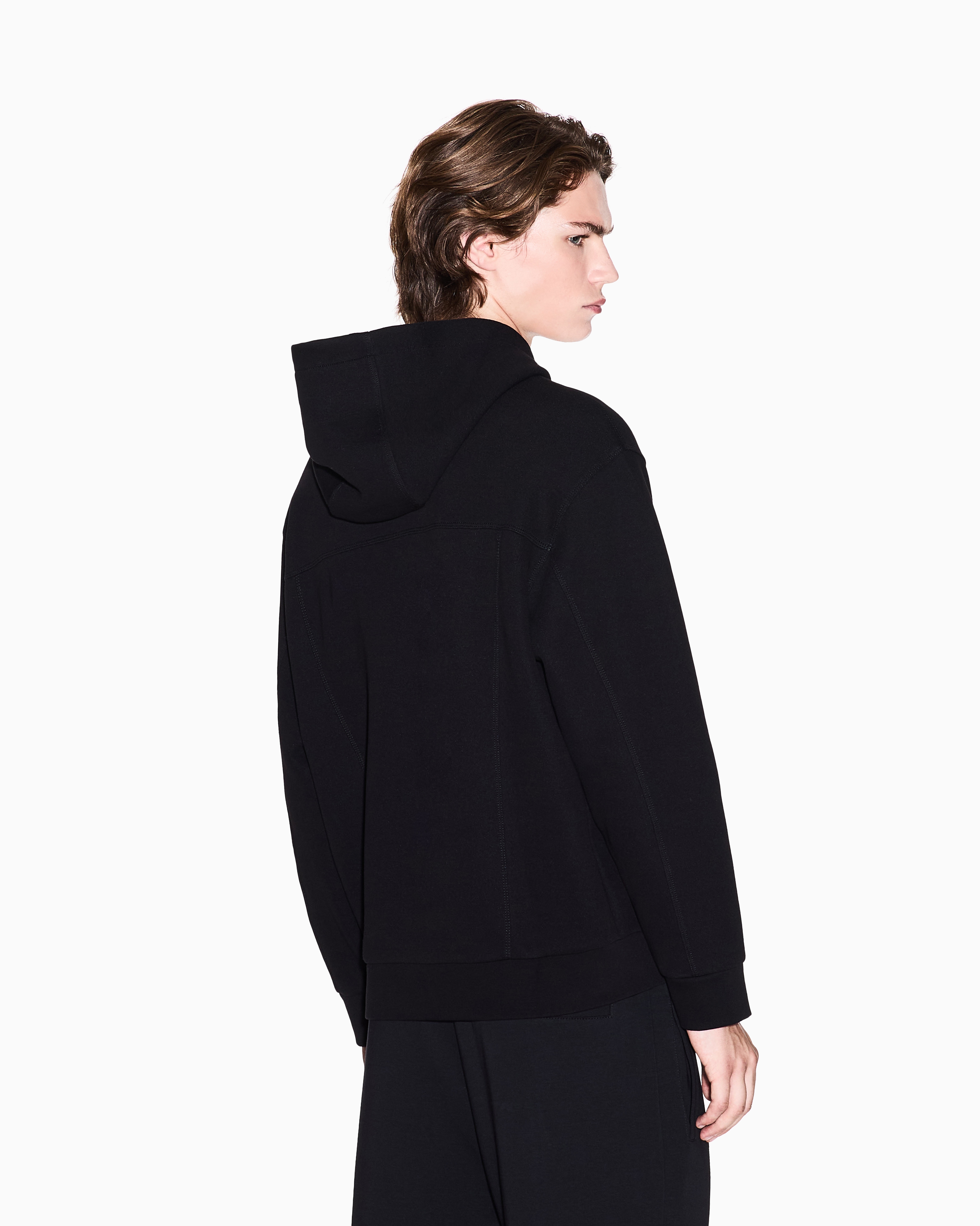 Armani Exchange - Piquet zip-up hoodie, Man, Black, Size: