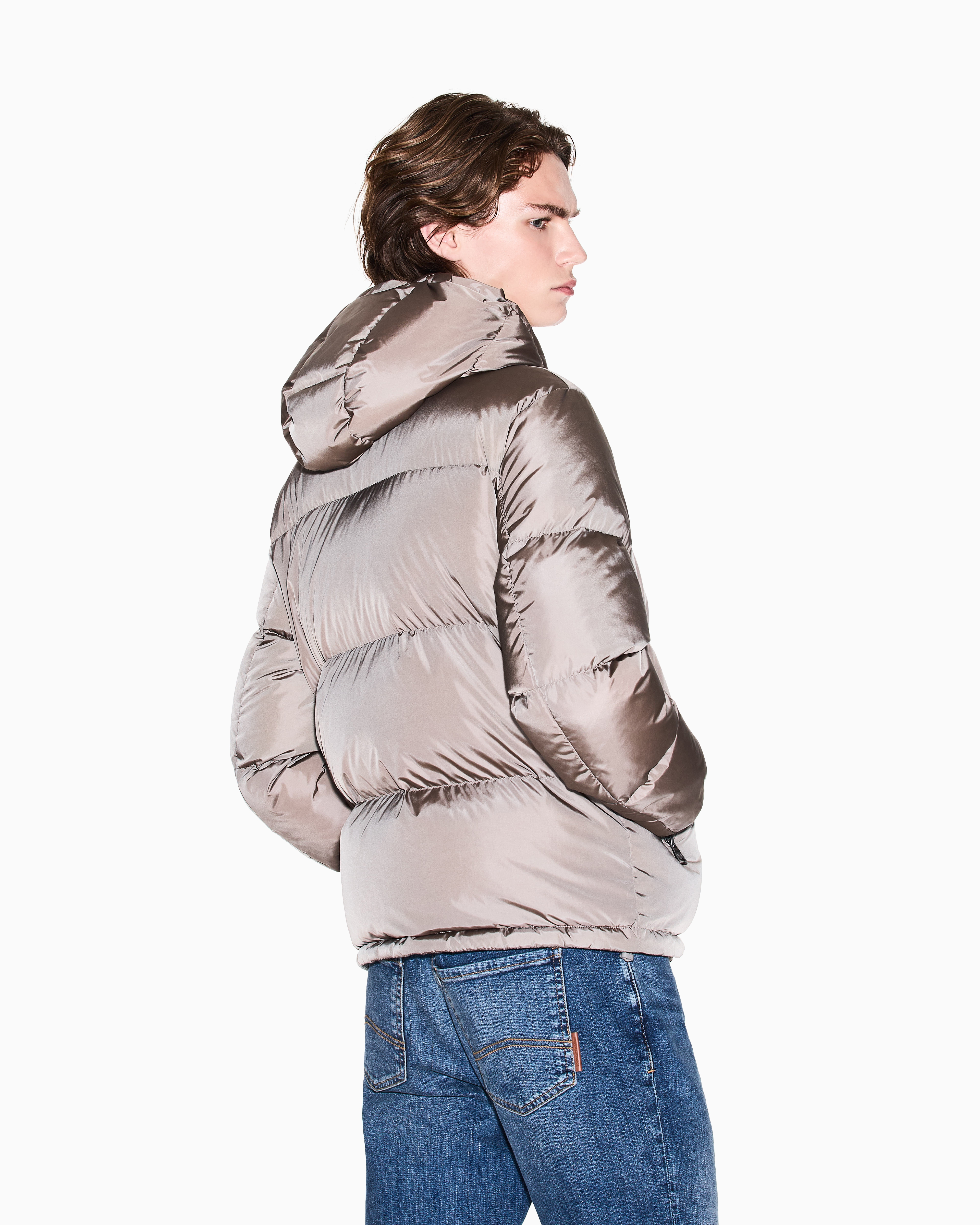 Armani Exchange - Padded jacket with hood, Man, Beige, Size: