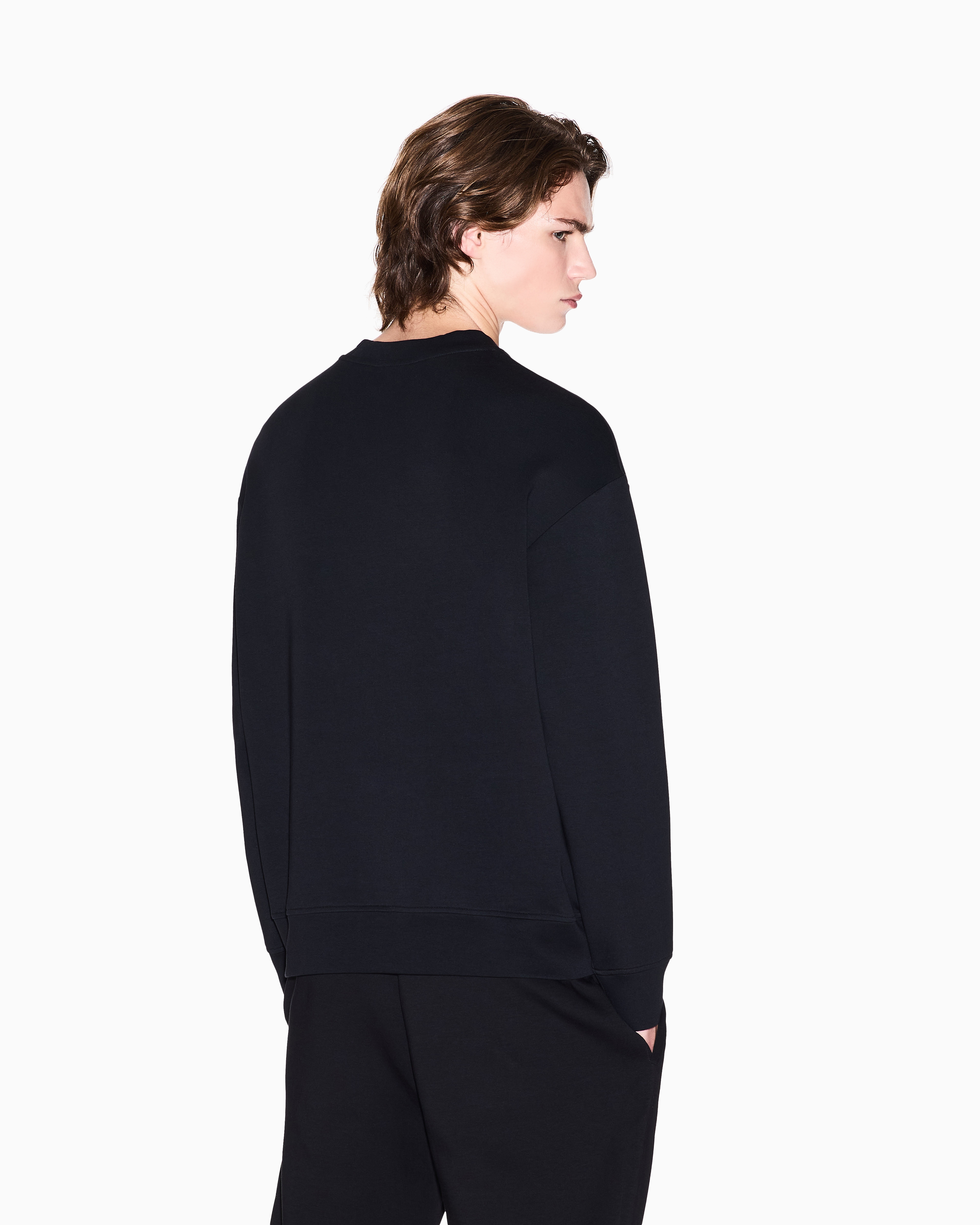 Armani Exchange Sweatshirt With Embossed Logo In Black
