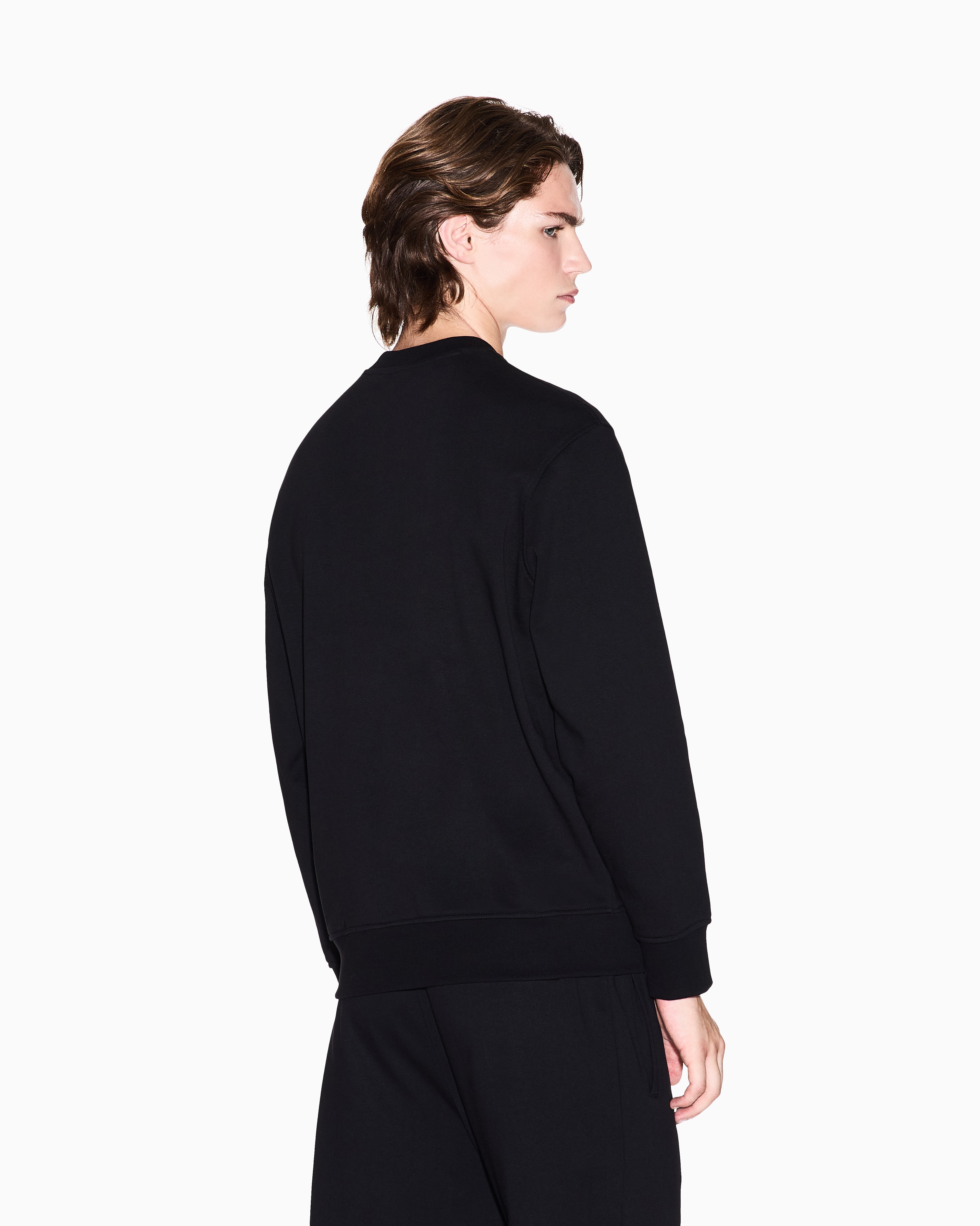 Armani Exchange - Crewneck sweatshirt with tone logo, Man, Black, Size: