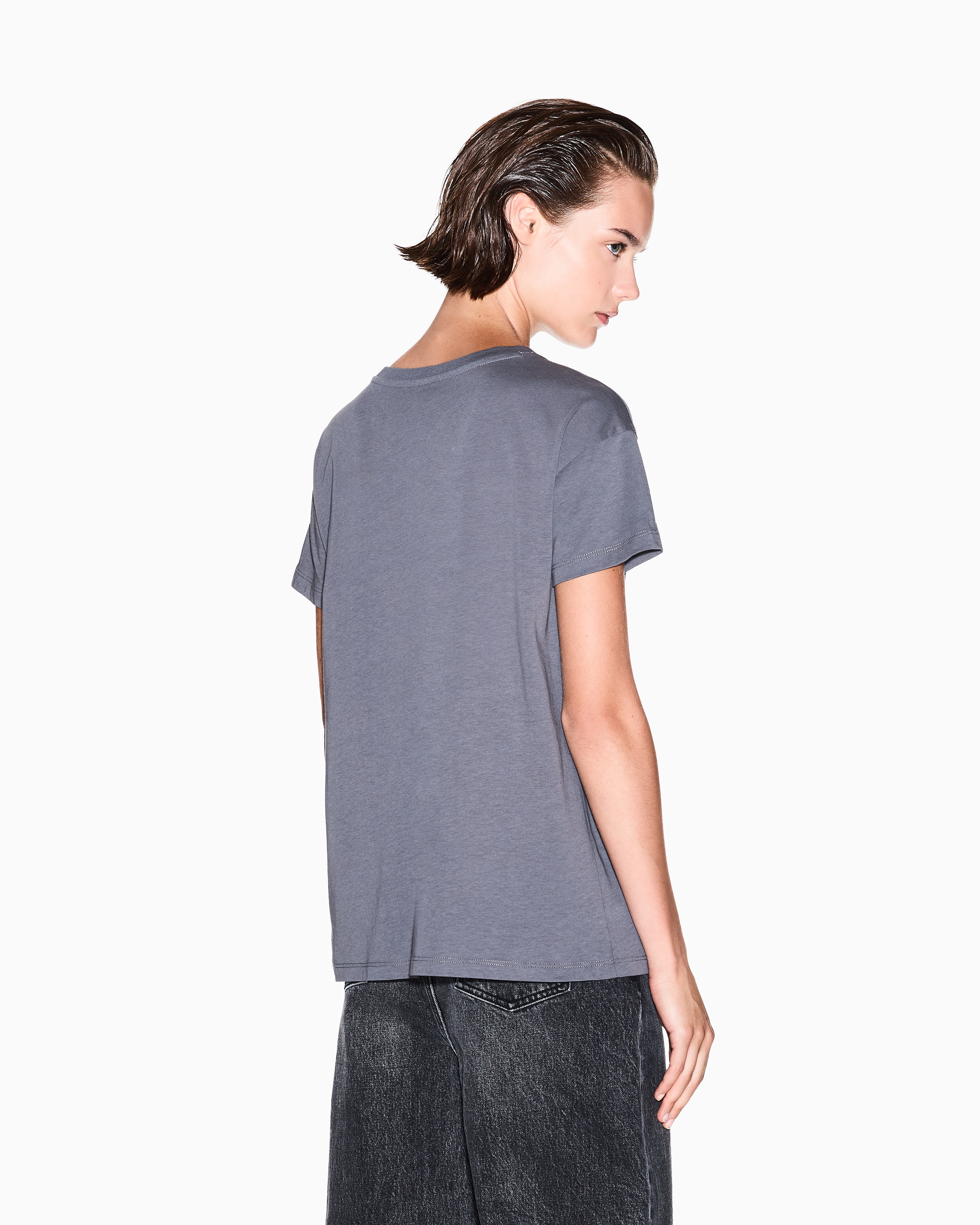 Armani Exchange - Relaxed Fit T-Shirts, Woman, Grey, Size: