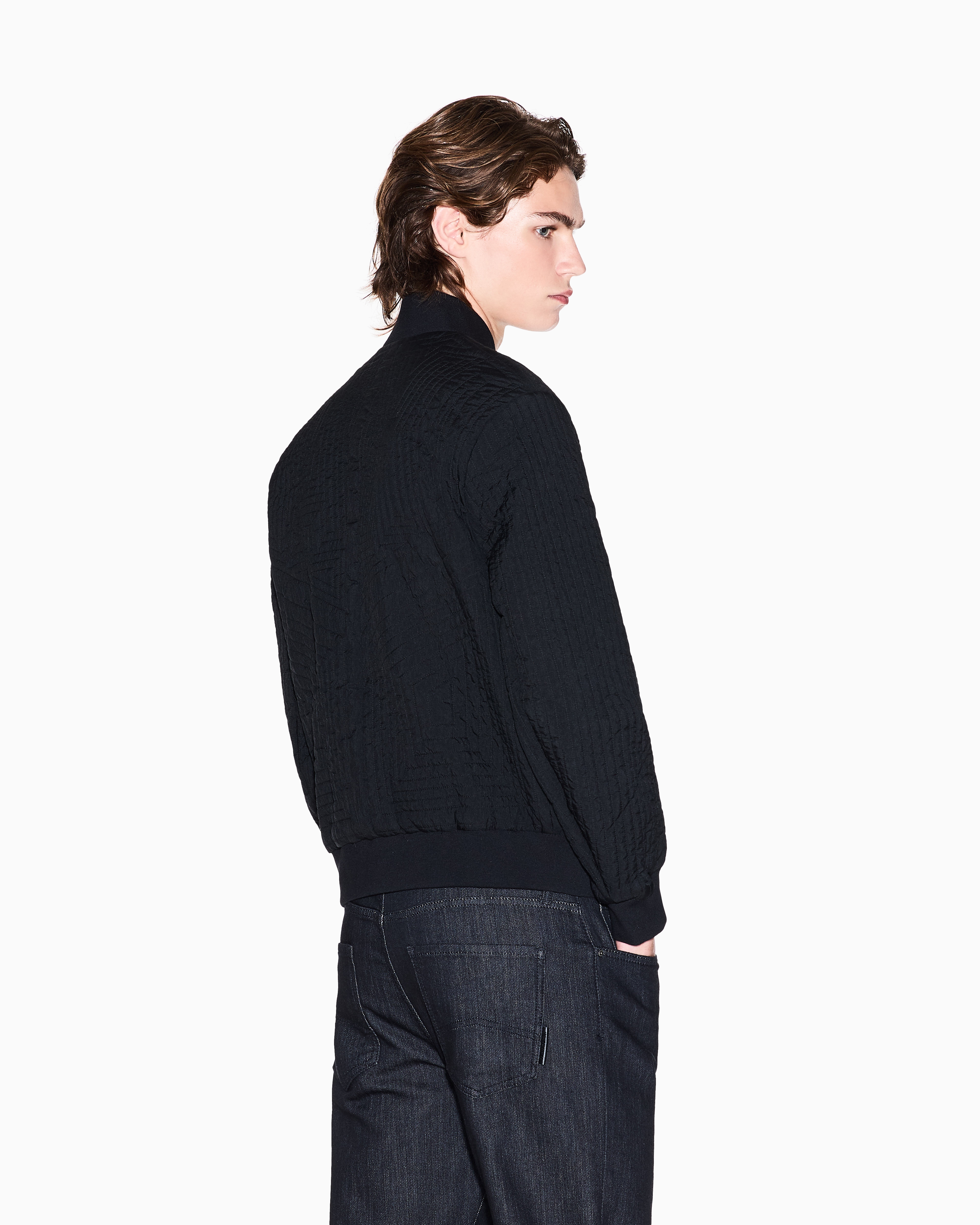 Armani Exchange - Geometric Quilted Bomber, Man, Black, Size: