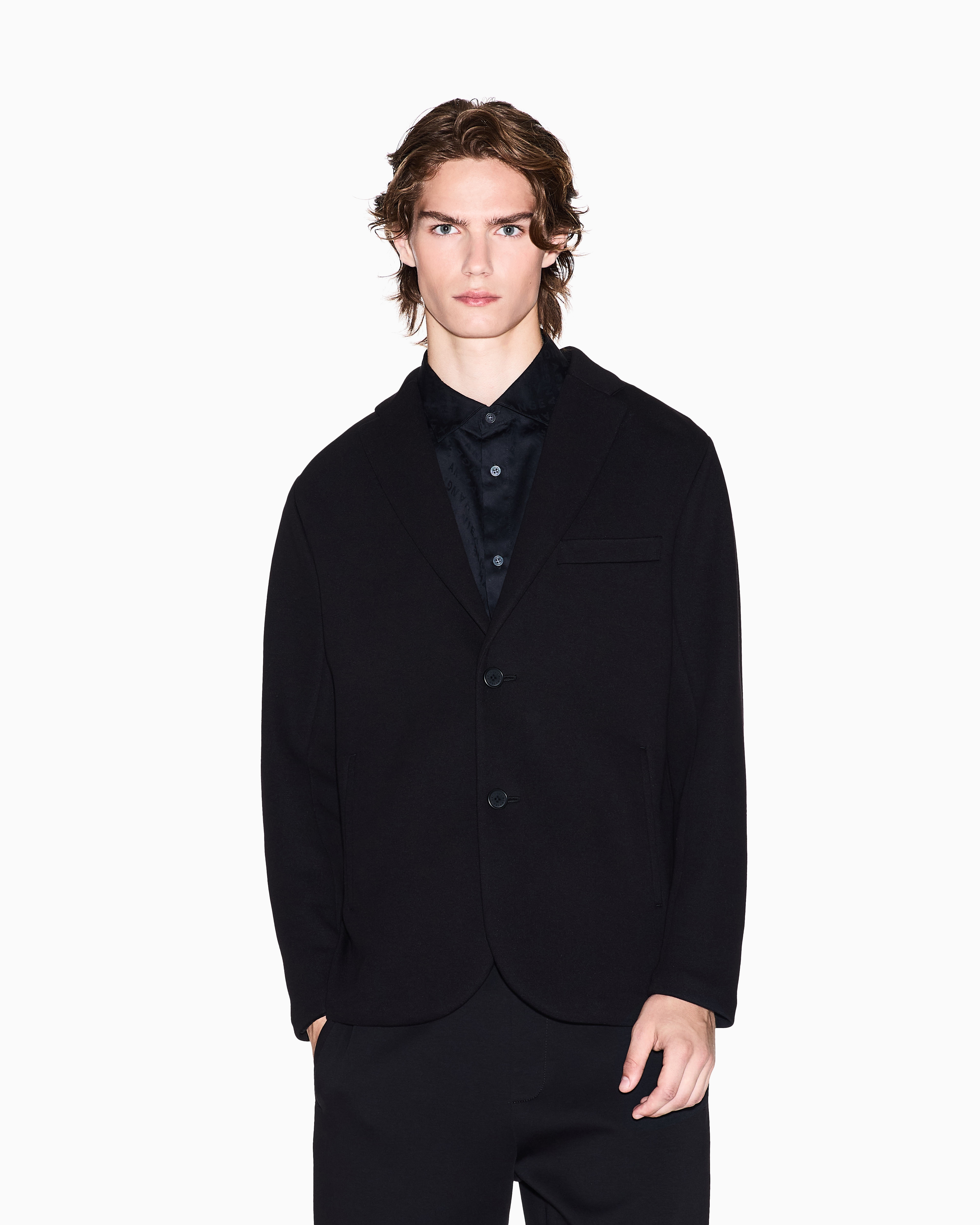 Armani Exchange - Single-breasted piquet jacket, Man, Black, Size: M