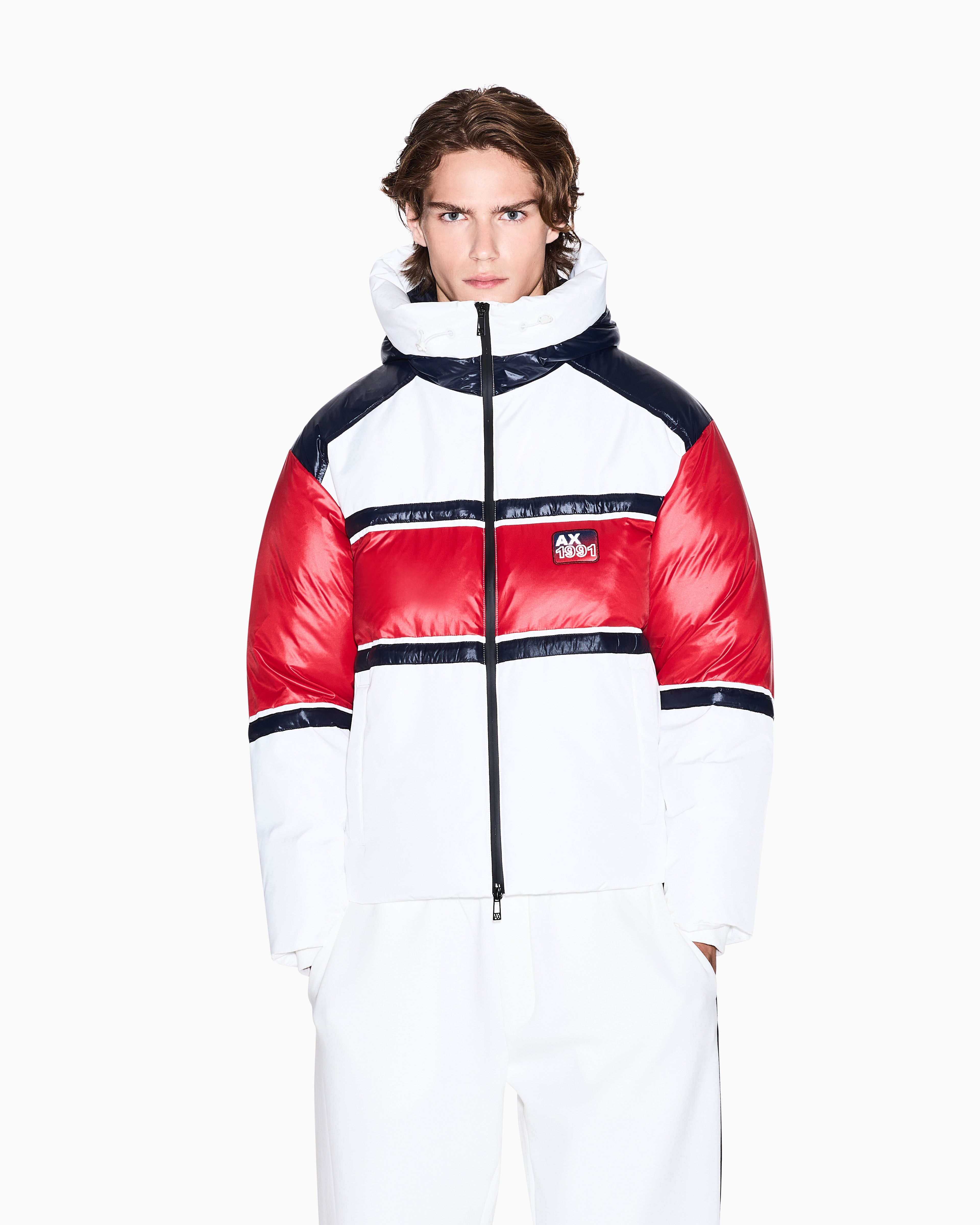 Armani Exchange Jacket With Contrasting Bands In White