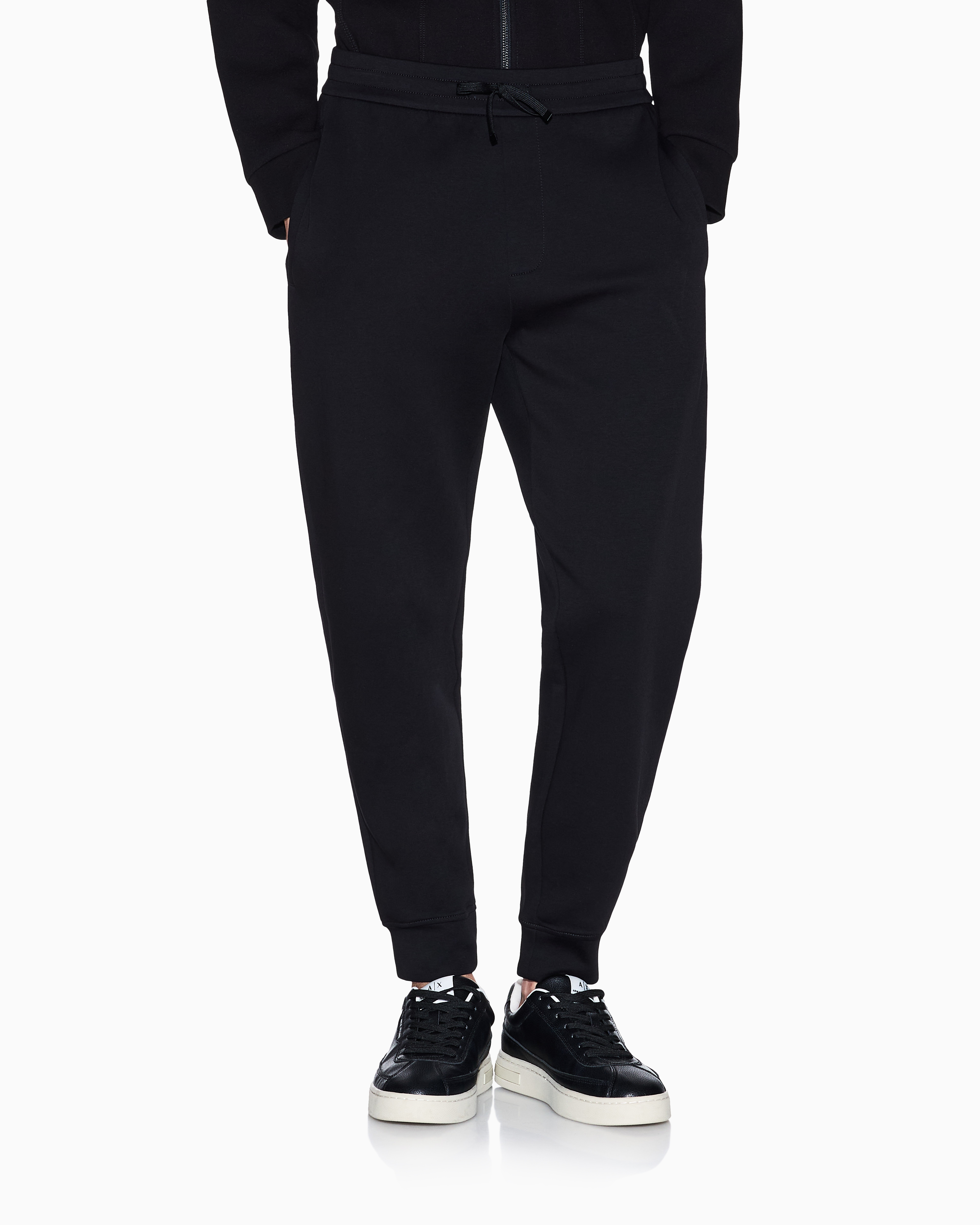 Armani Exchange - Cotton blend jogger pants, Man, Black, Size: