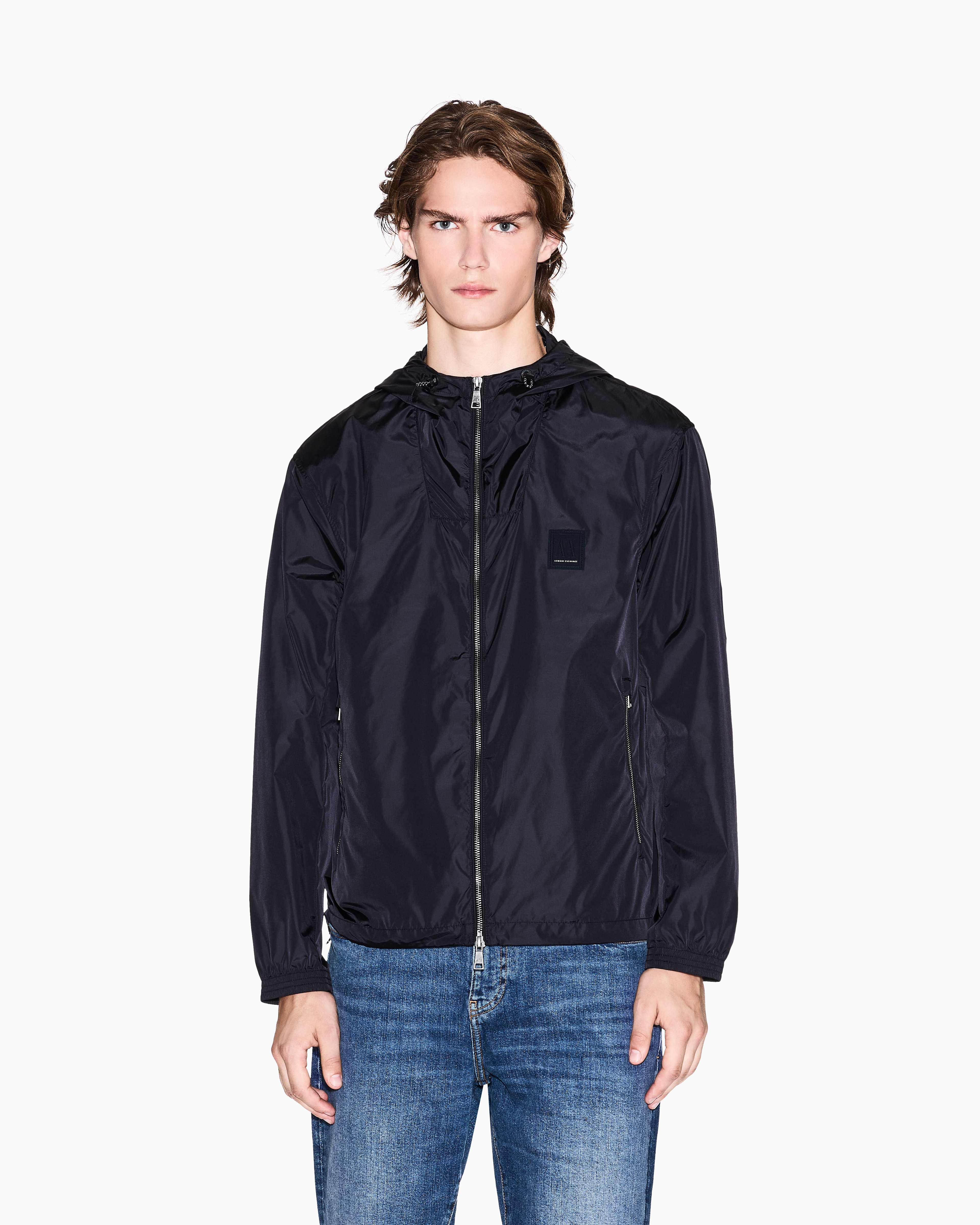 Armani Exchange - Windbreakers, Man, Black, Size: