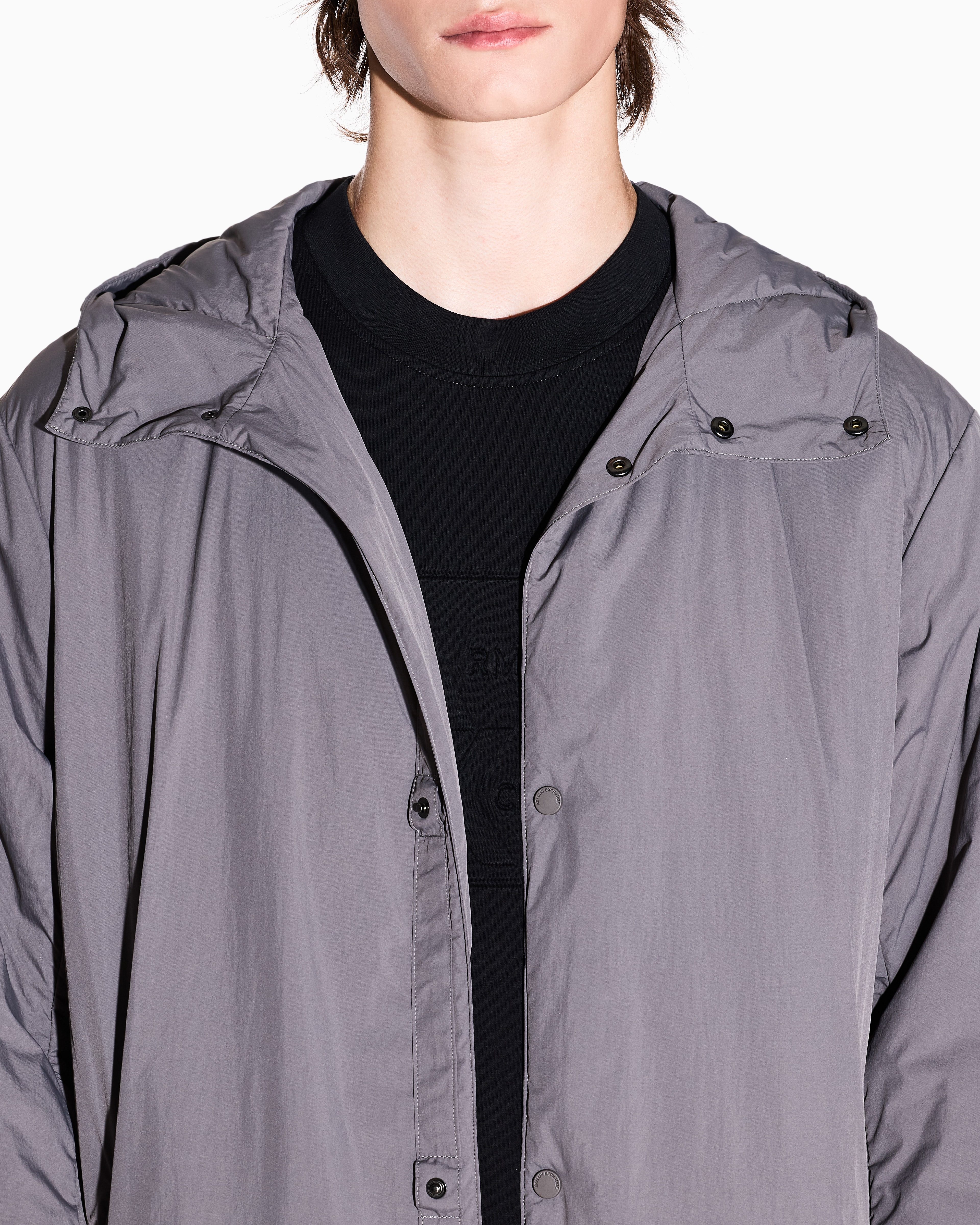 Wide trench coat with hood