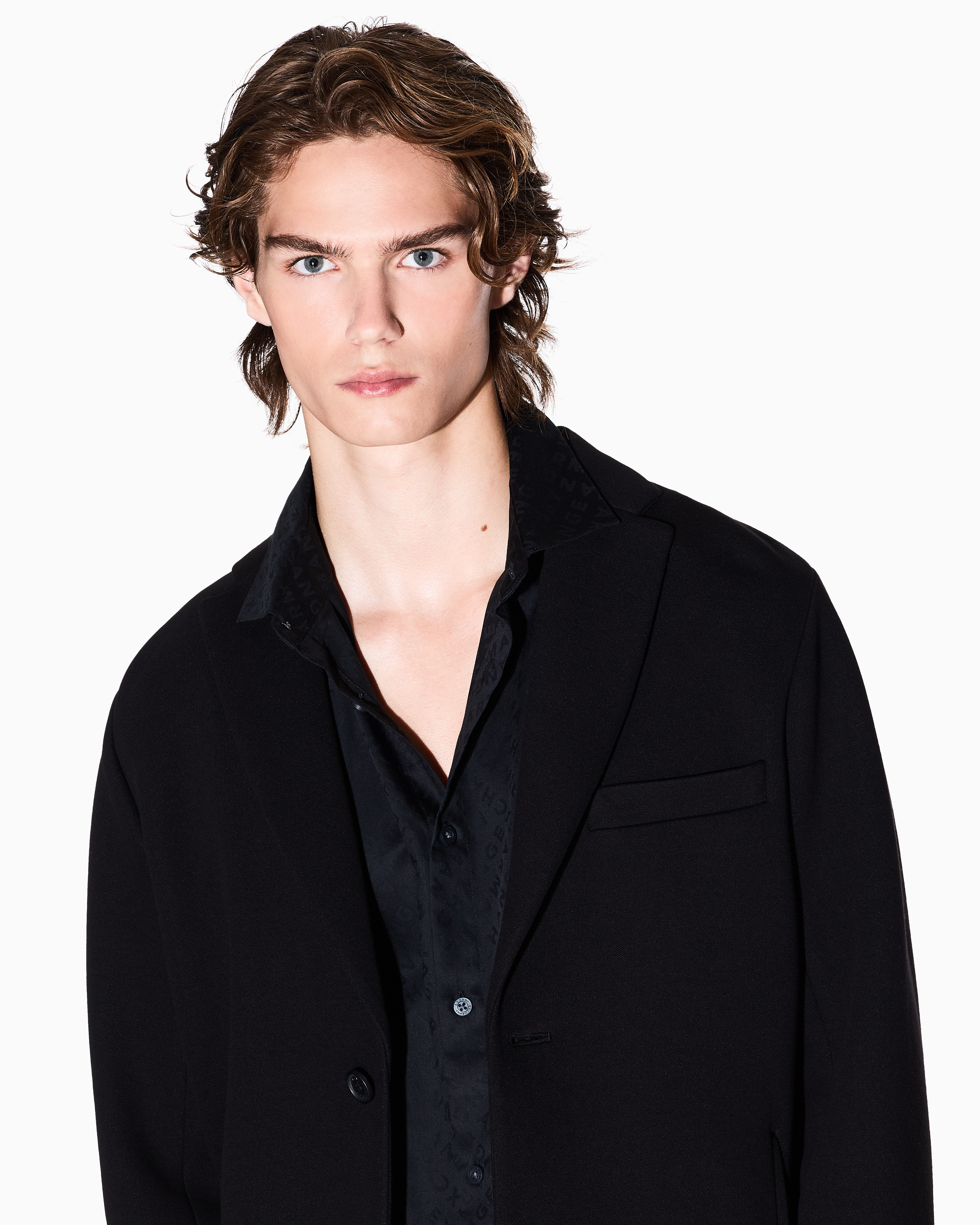 Armani Exchange - Single-breasted piquet jacket, Man, Black, Size: M