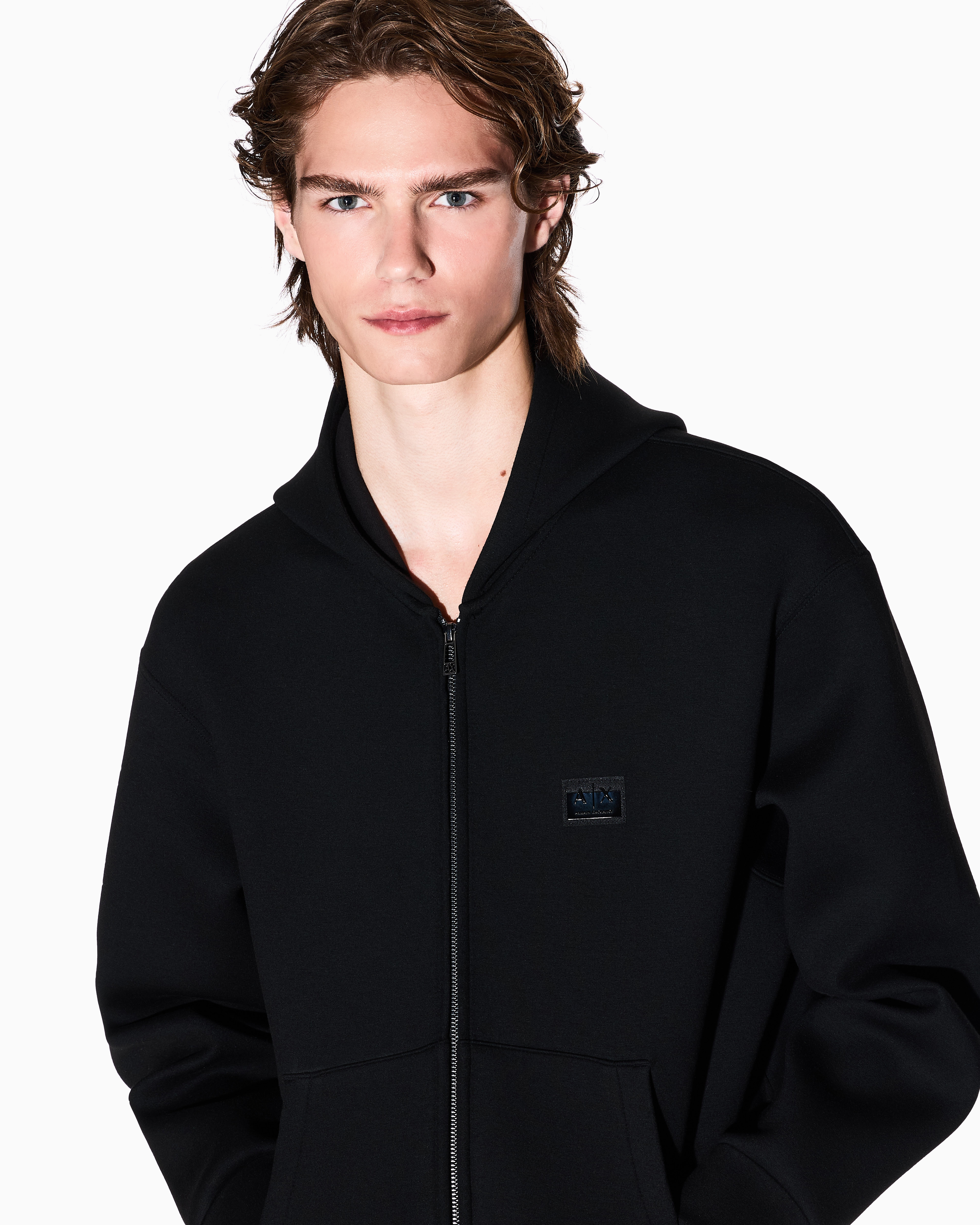 Armani Exchange - Zip-Up Sweatshirts, Man, Black, Size: