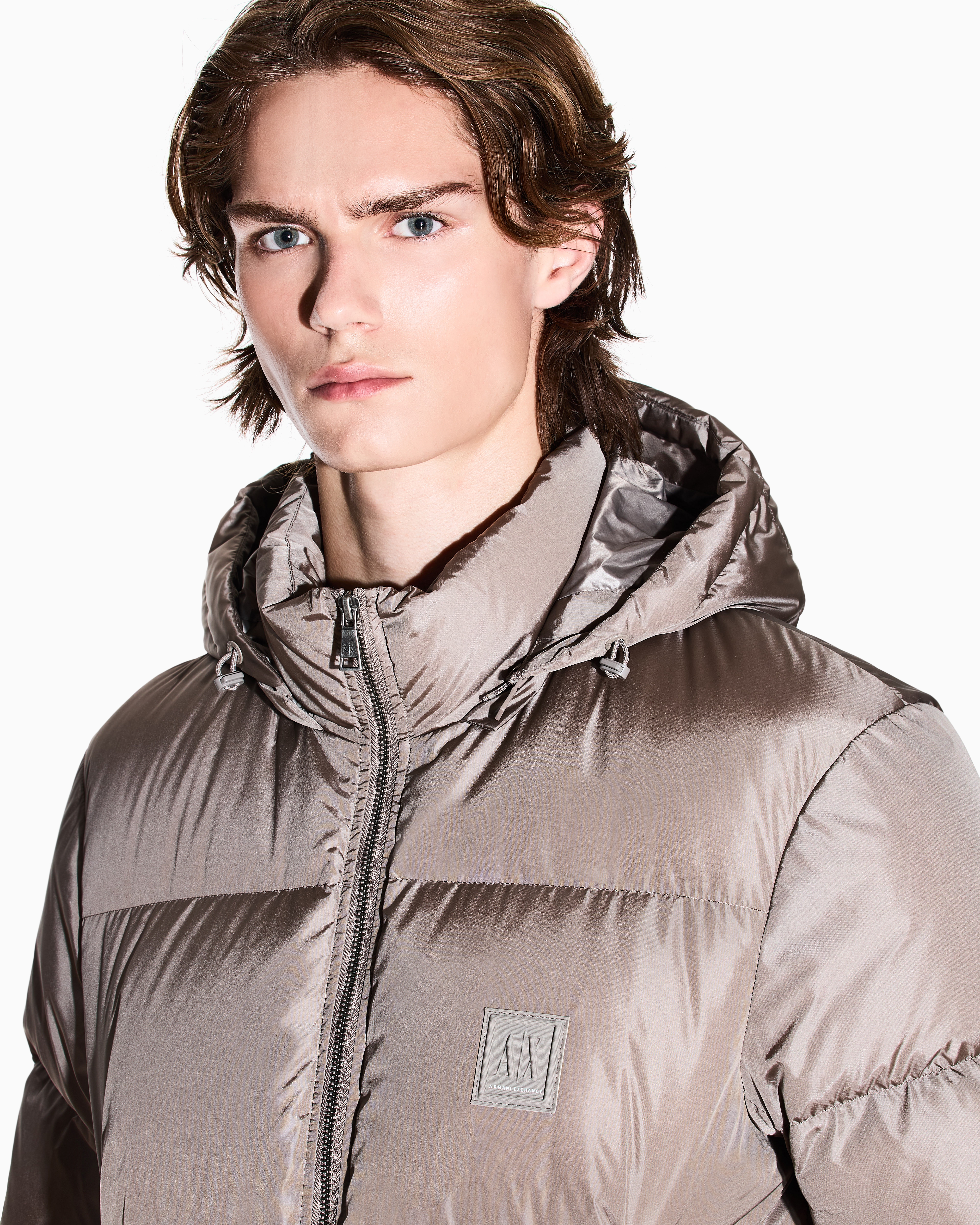 Armani Exchange - Padded jacket with hood, Man, Beige, Size: