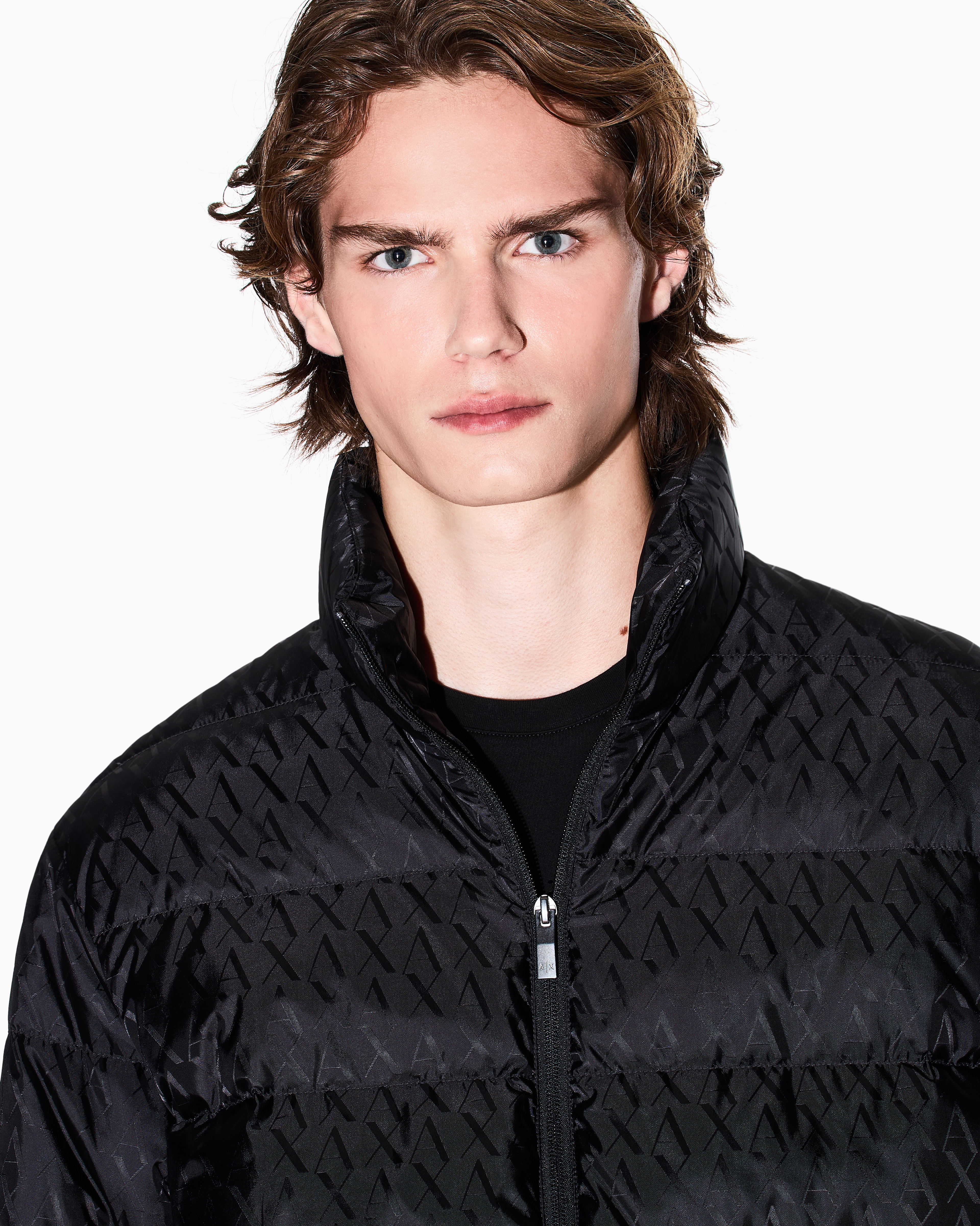 Armani Exchange - Fabric jacket with allover logo, Man, Black, Size: