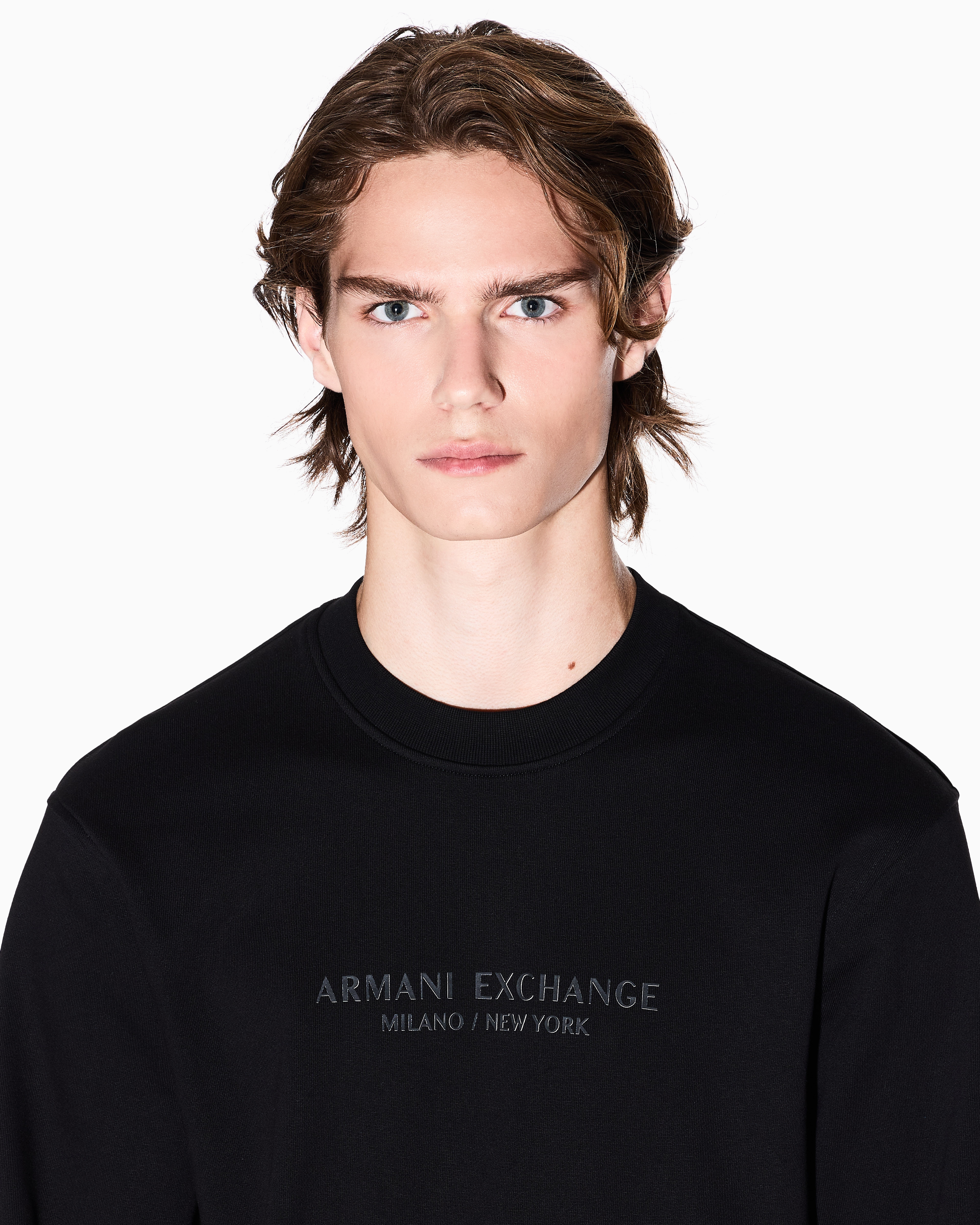 Armani Exchange - Crewneck sweatshirt with tone logo, Man, Black, Size: