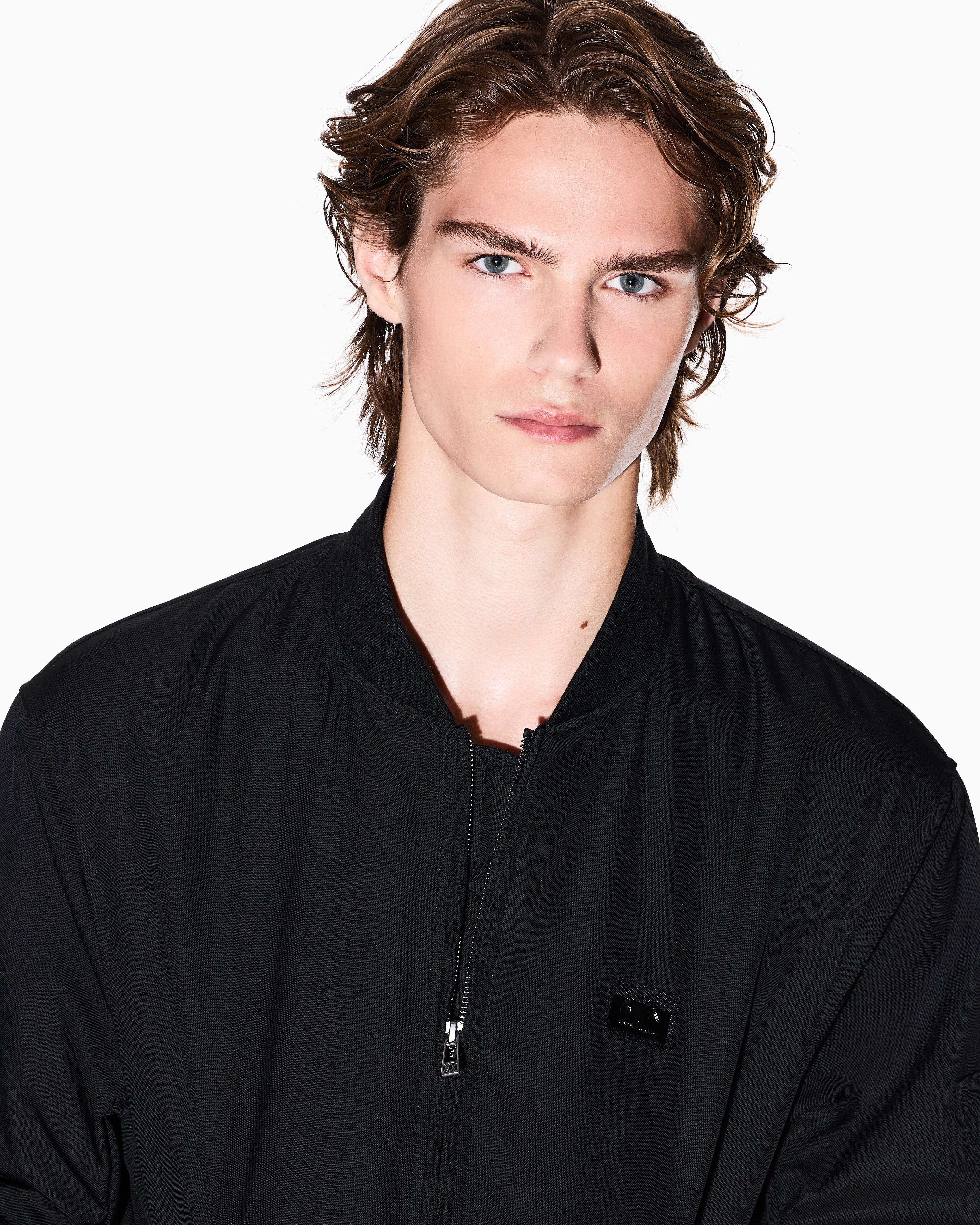 BLACK ZIP UP LOGO BOMBER JACKET