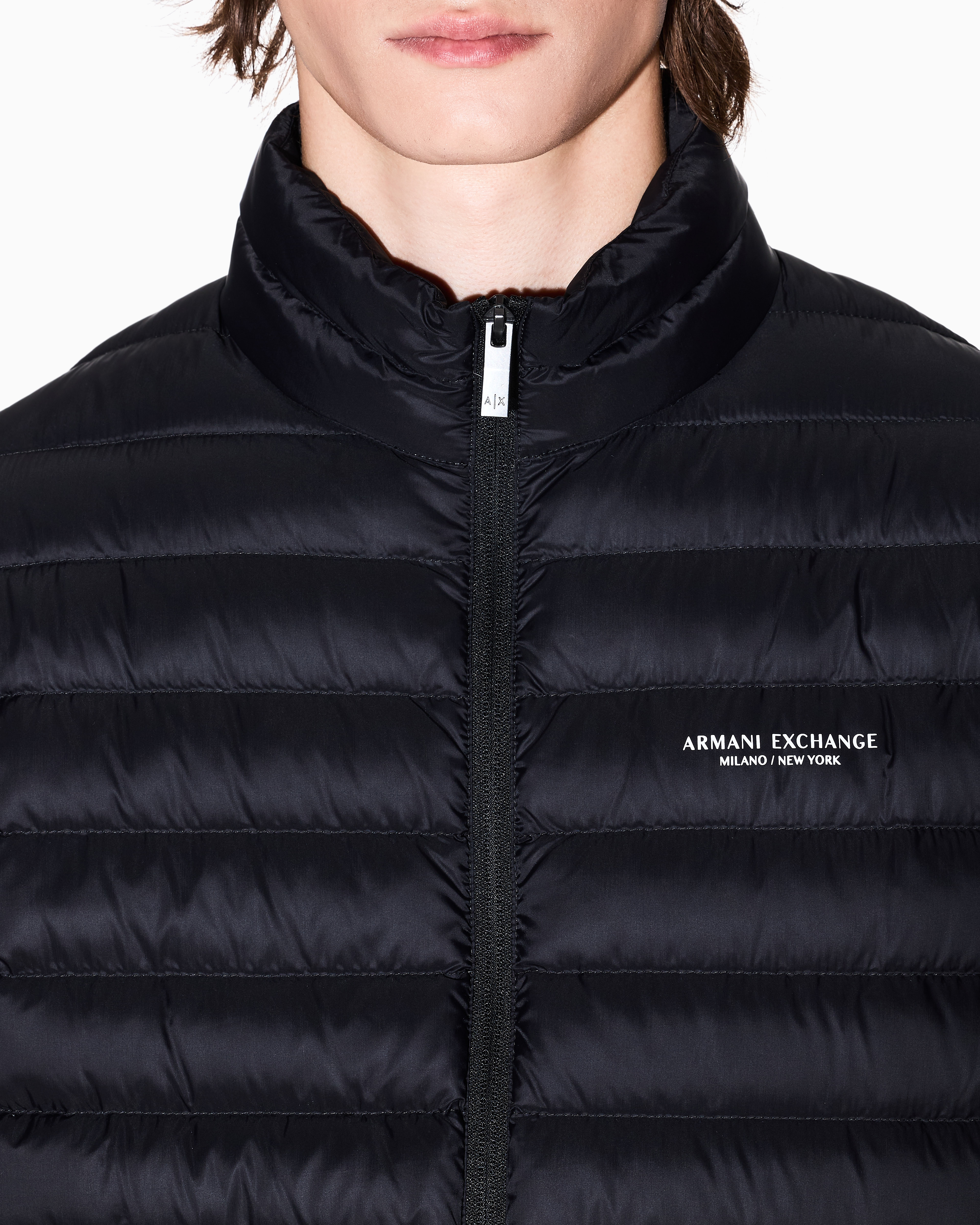 Armani Exchange - Quilted full zip down jacket, Man, Black, Size: