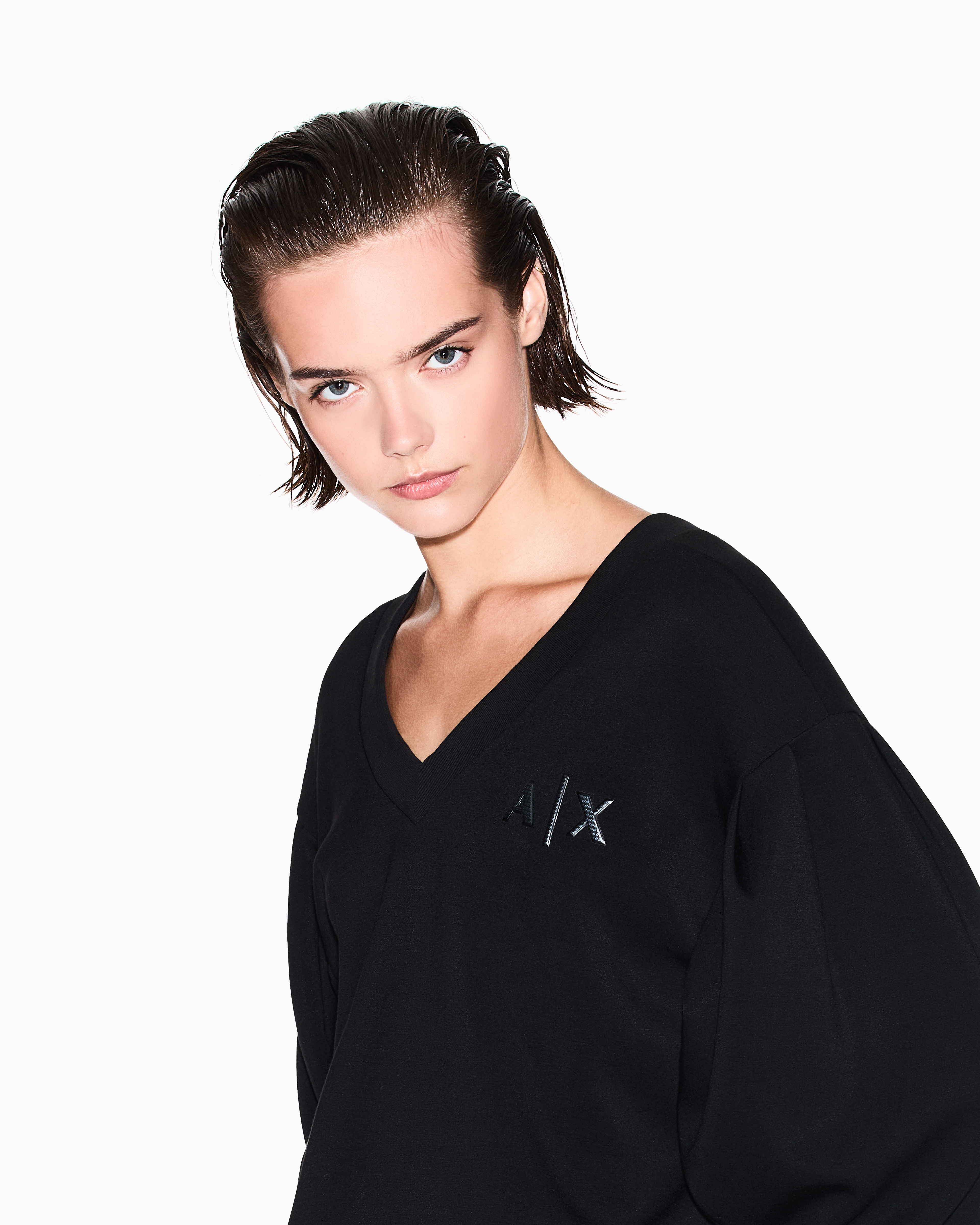 Armani Exchange - Sweatshirts without Hood, Woman, Black, Size: