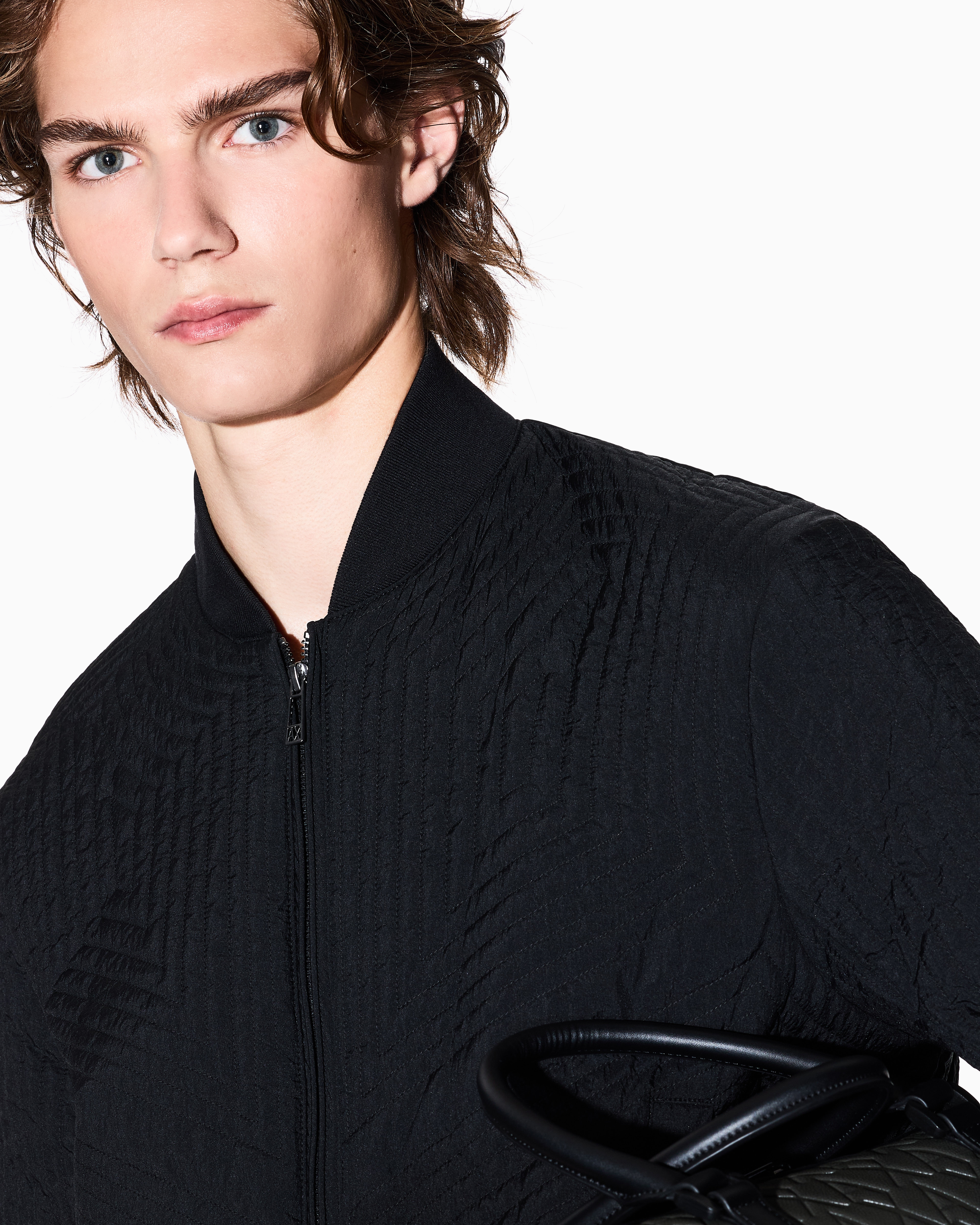 Armani Exchange - Geometric Quilted Bomber, Man, Black, Size: