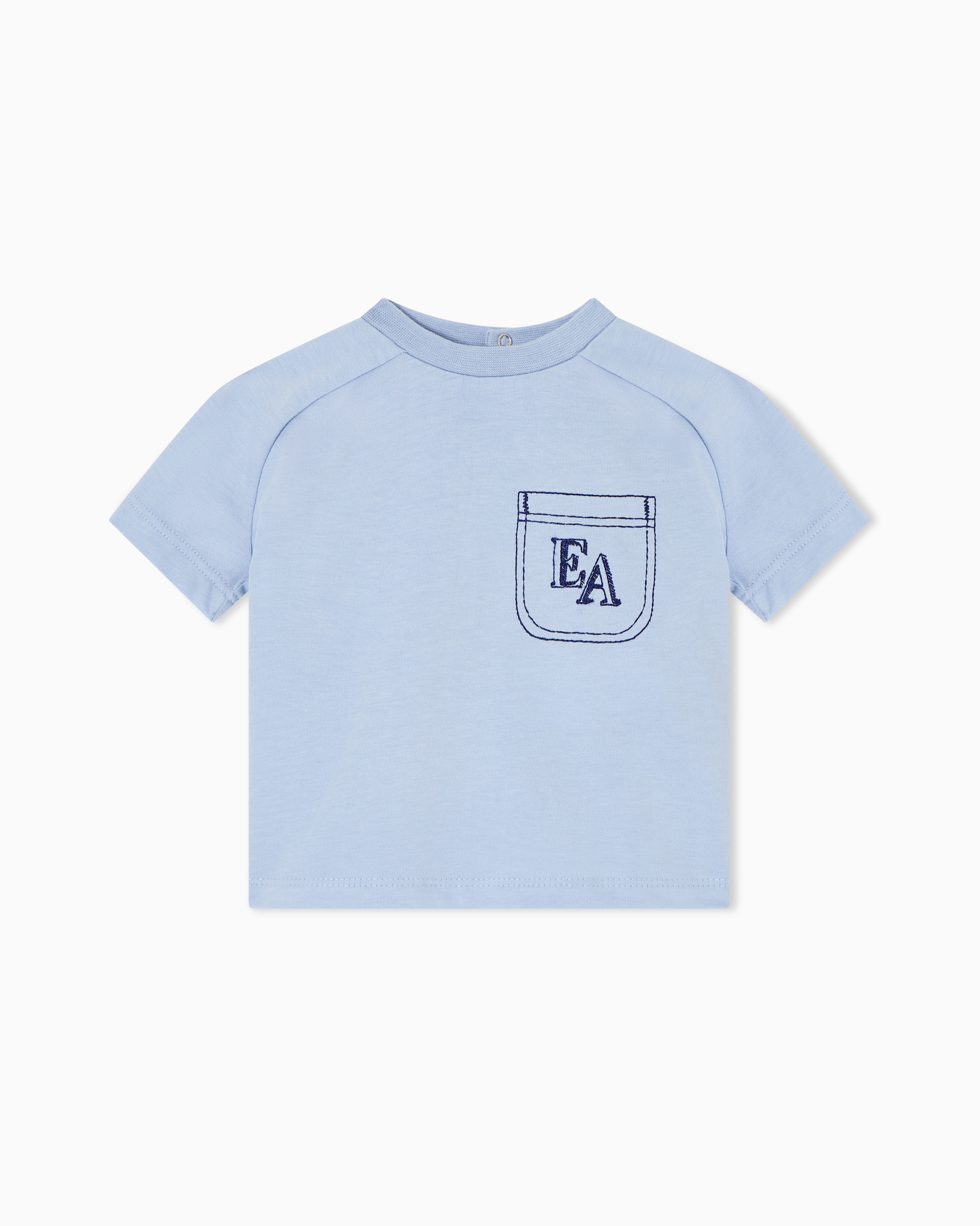 Heavyweight jersey T-shirt with logo embroidery | Emporio Armani