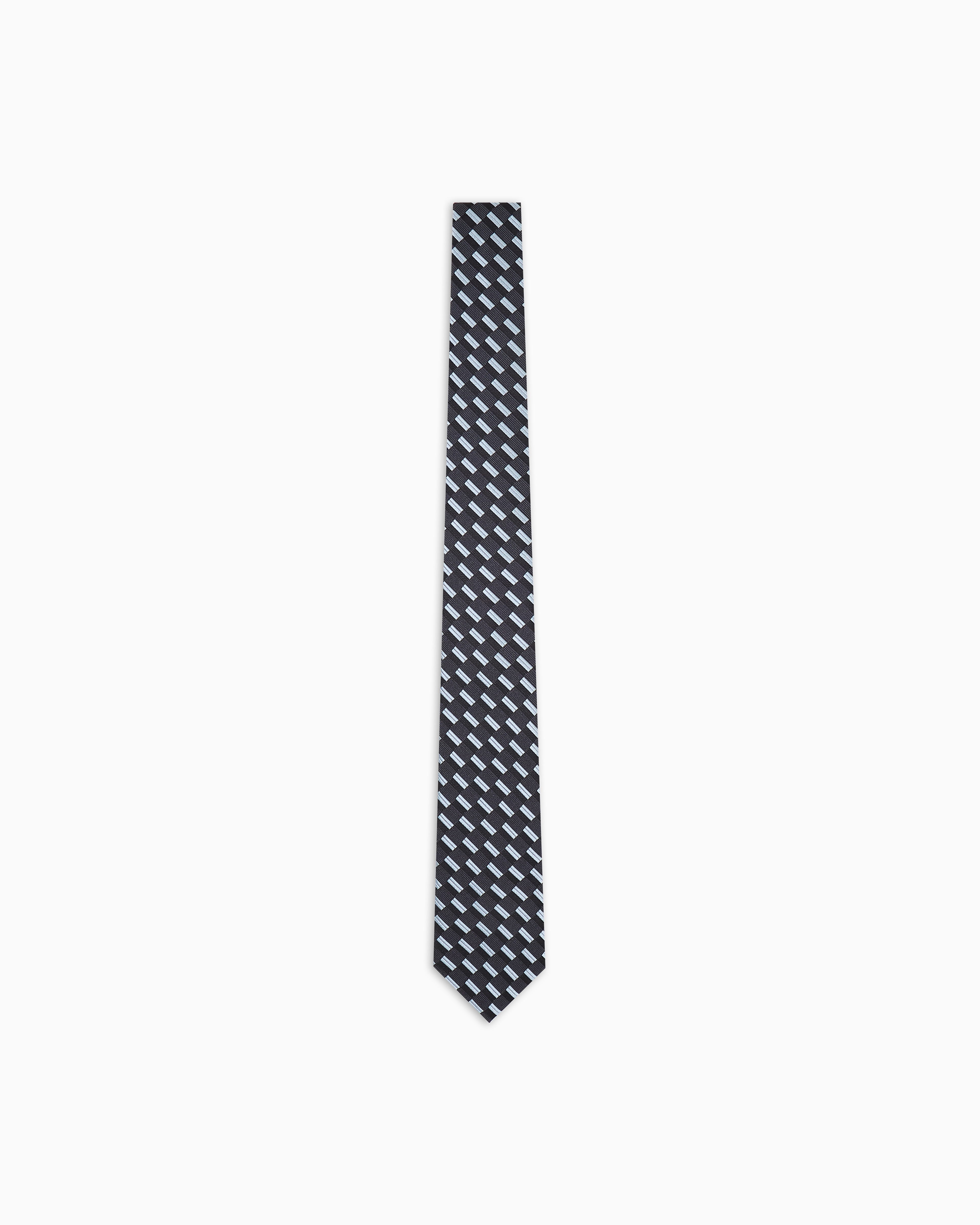 Emporio Armani - Pure silk tie with jacquard motif, Man, Navy Blue, Size: TU