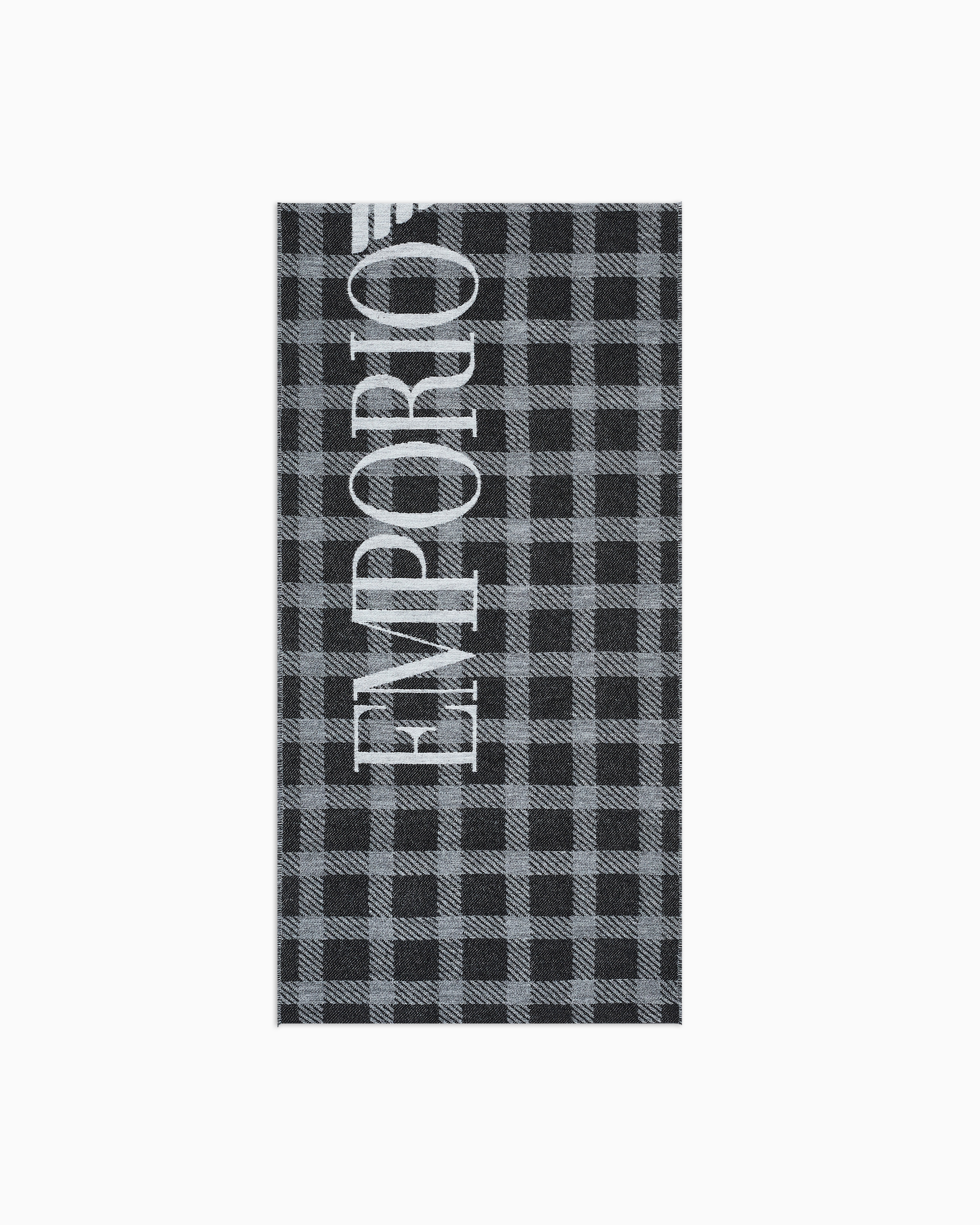 Emporio Armani - Scarf with check motif and logo, Man, Black, Size: TU