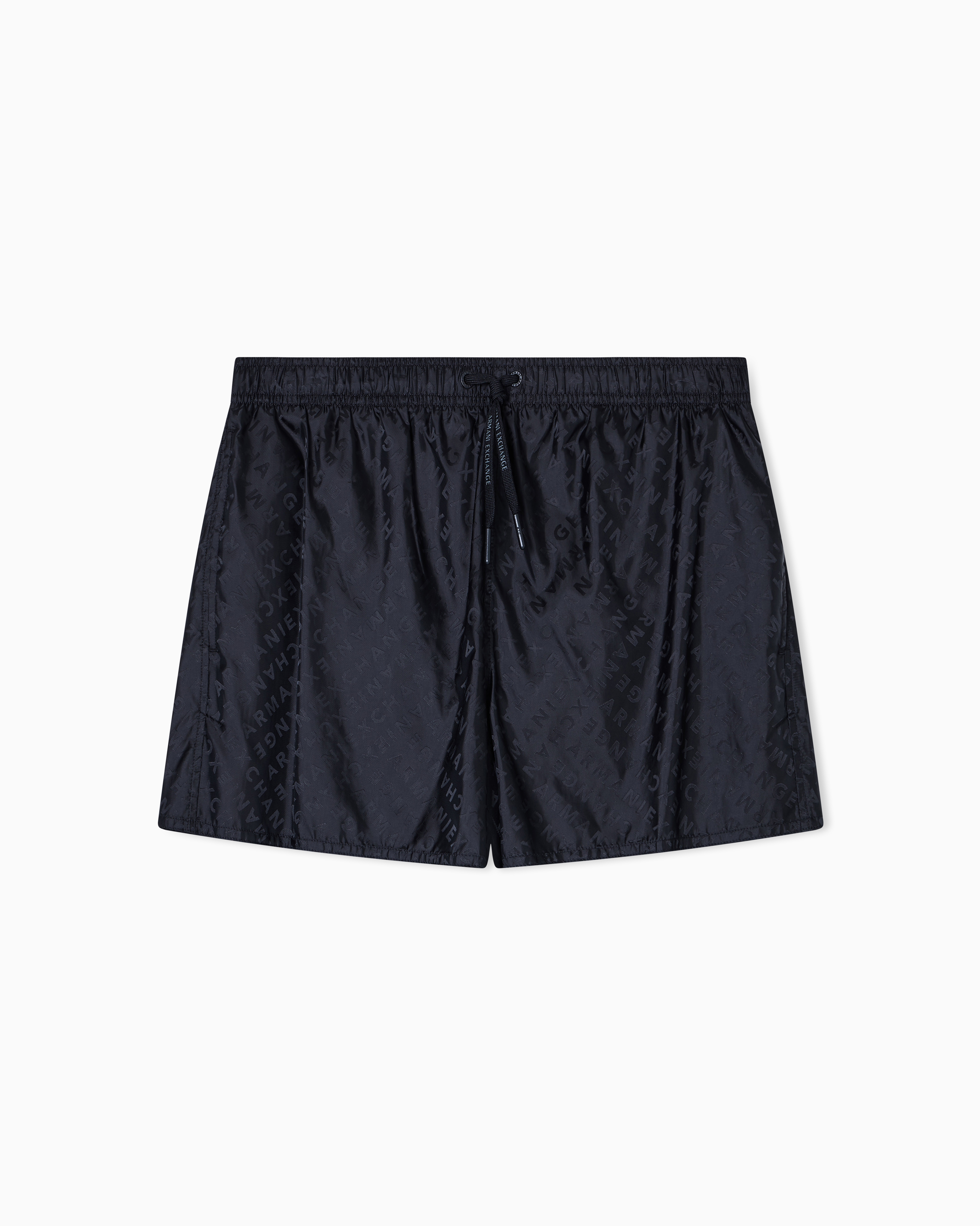 Armani Exchange - ALLOVER LOGO SWIM TRUNKS, Man, Black, Size: