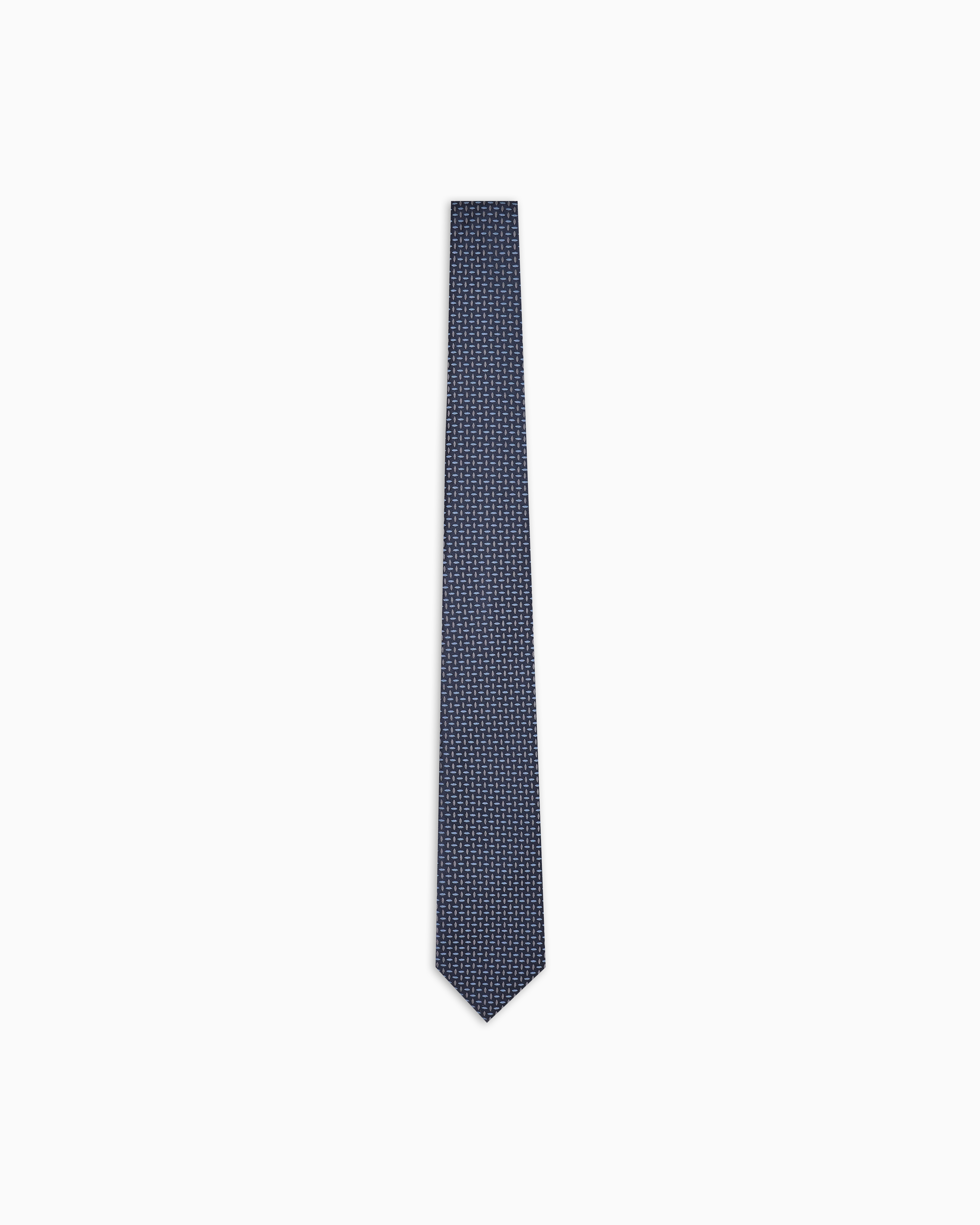Emporio Armani - Pure silk tie with jacquard micro-pattern, Man, Navy Blue, Size: TU