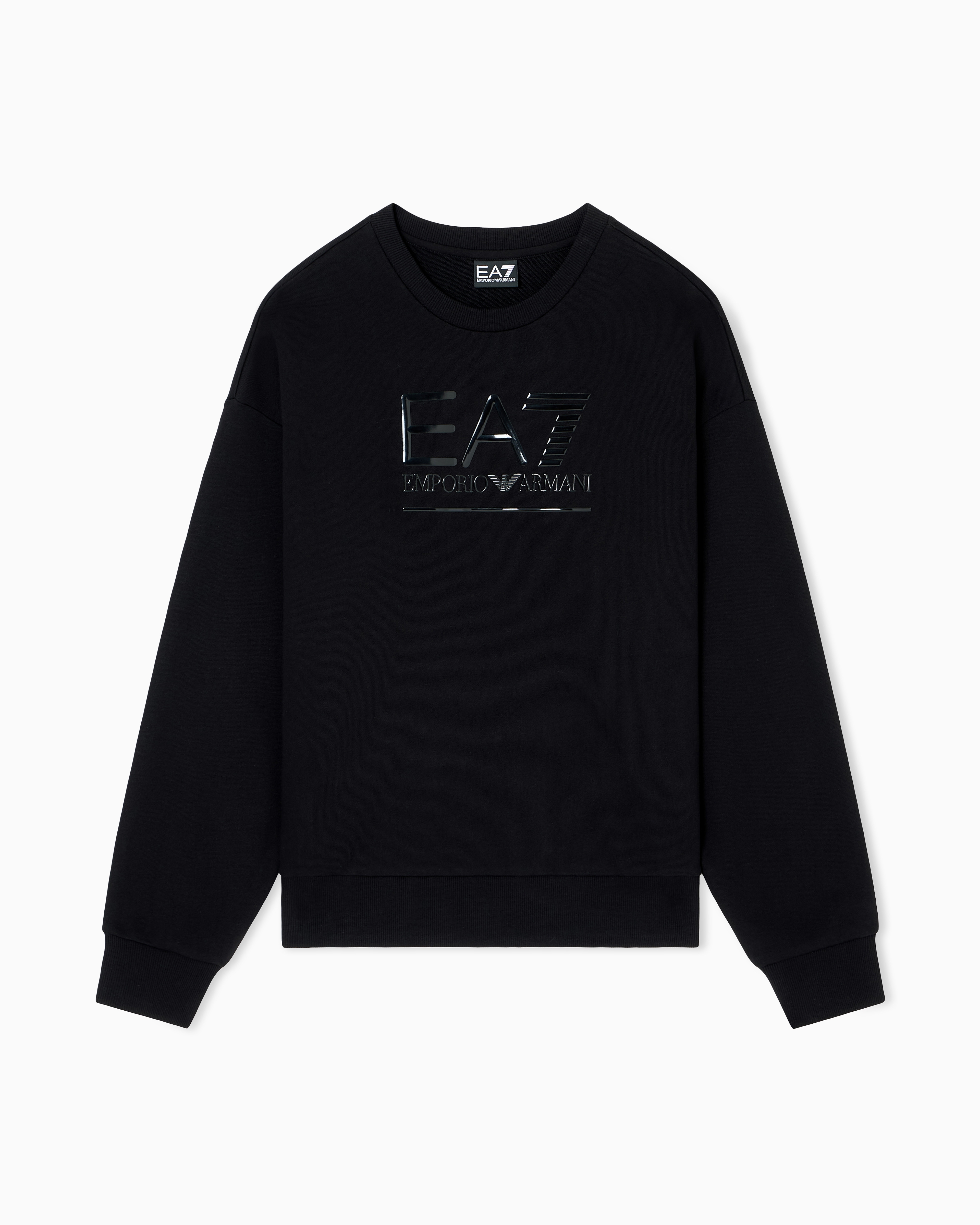Ea7 Visibility Cotton-blend Sweatshirt In Black