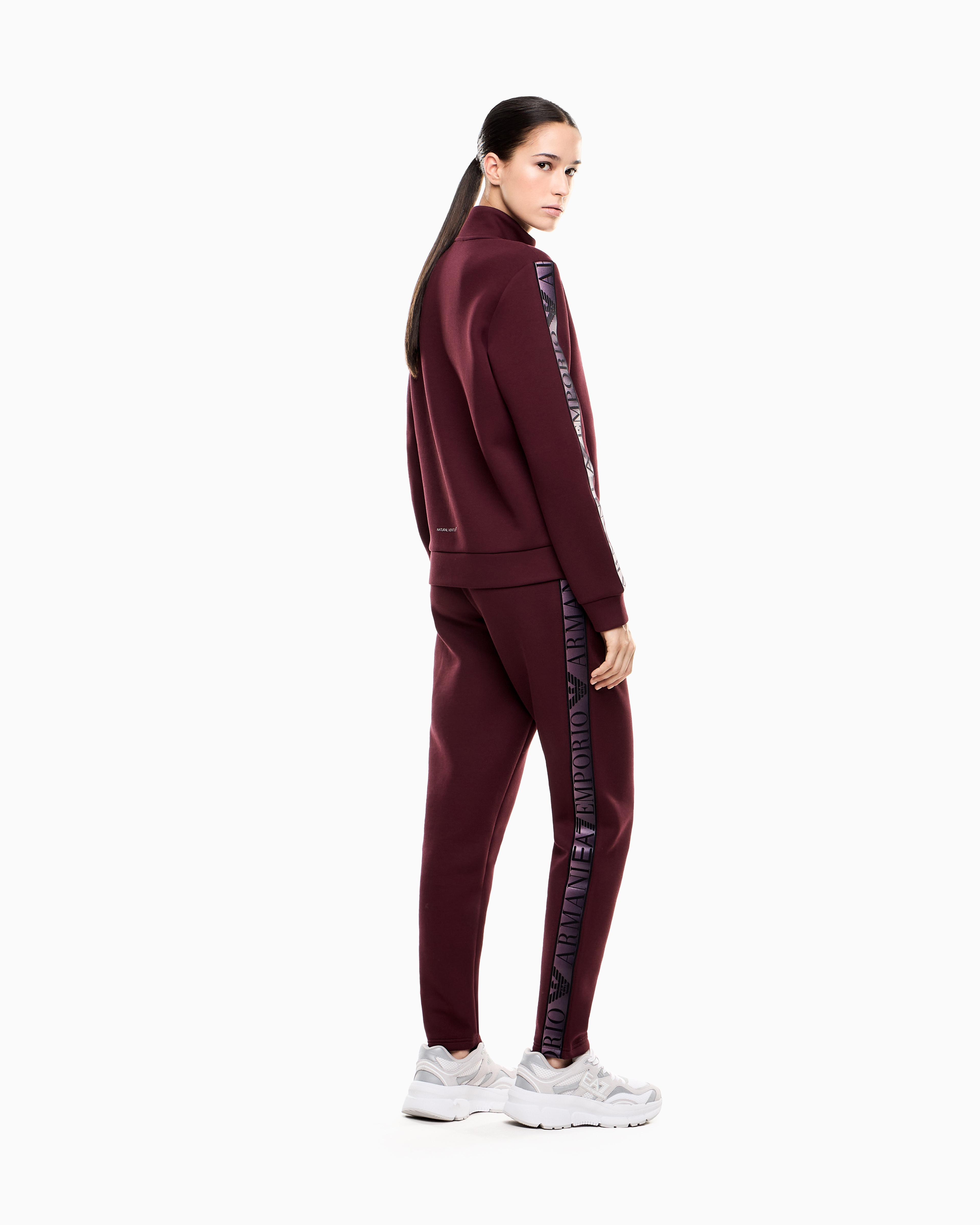 Ea7 Dynamic Athlete Tracksuit In Natural Ventus7 Technical Fabric In Burgundy