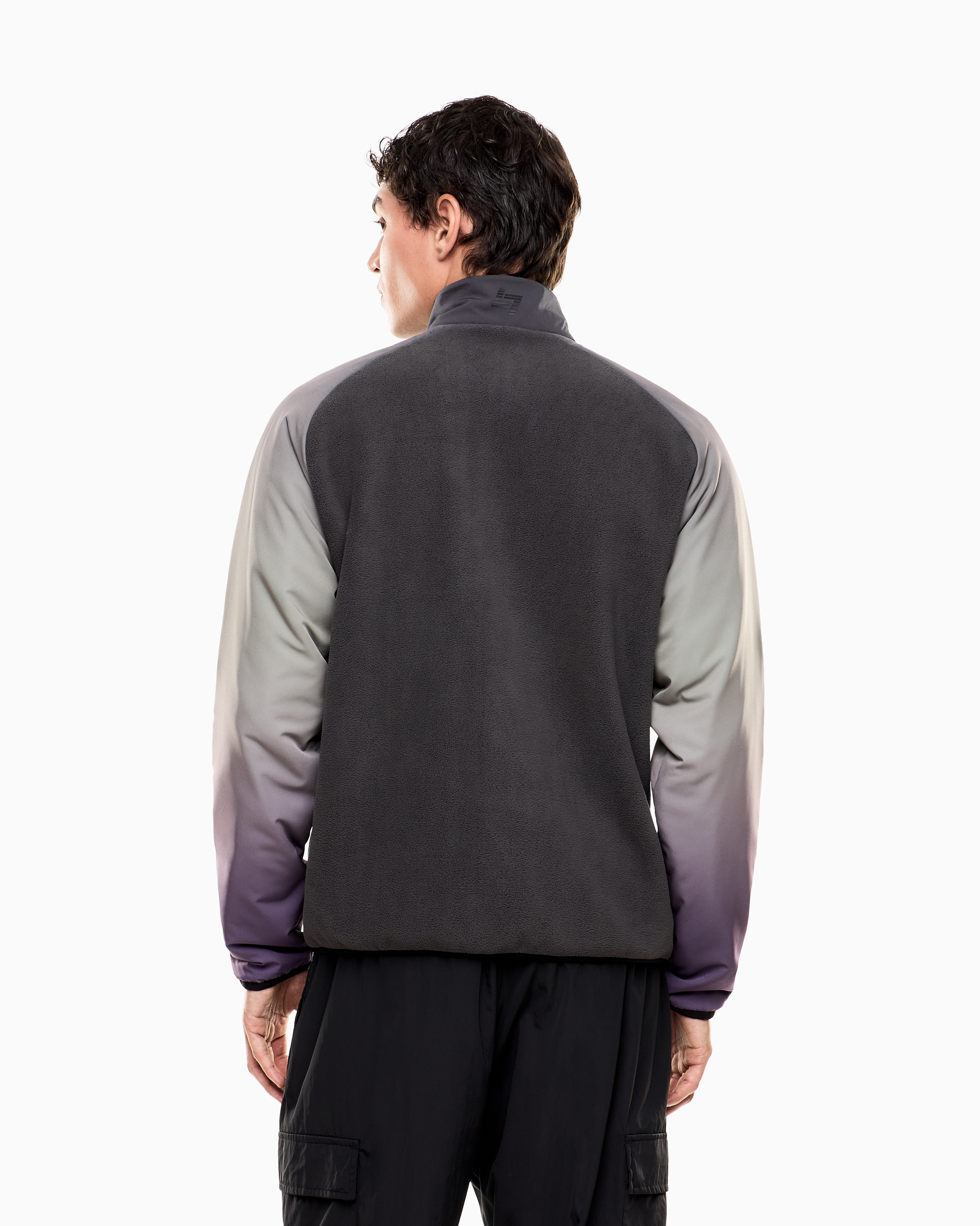 Ea7 Urban Escape Unisex Zip-up Sweatshirt In Stretch Technical Fabric In Gray