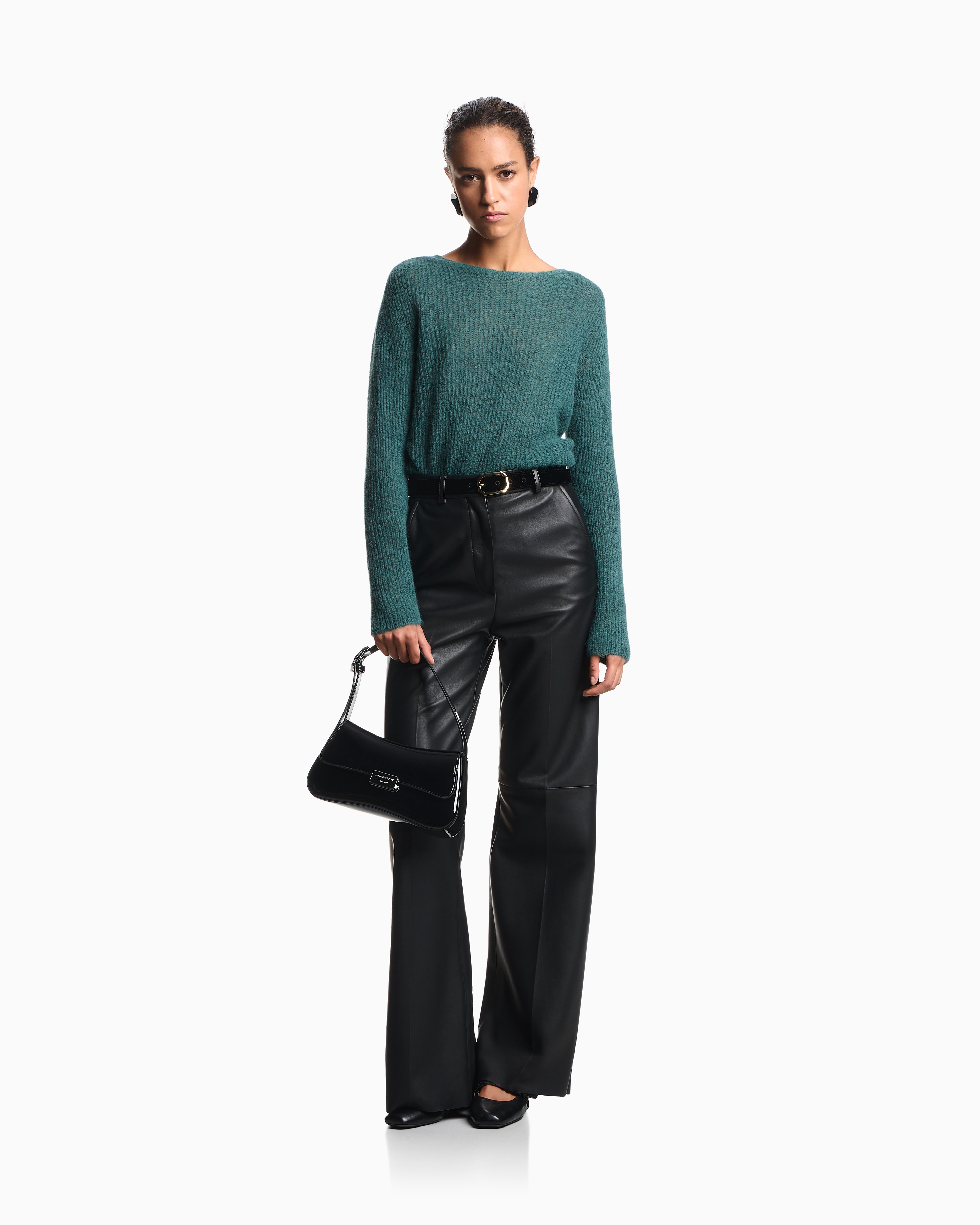 Emporio Armani - Alpaca wool-blend, crew-neck jumper, Woman, Green, Size: