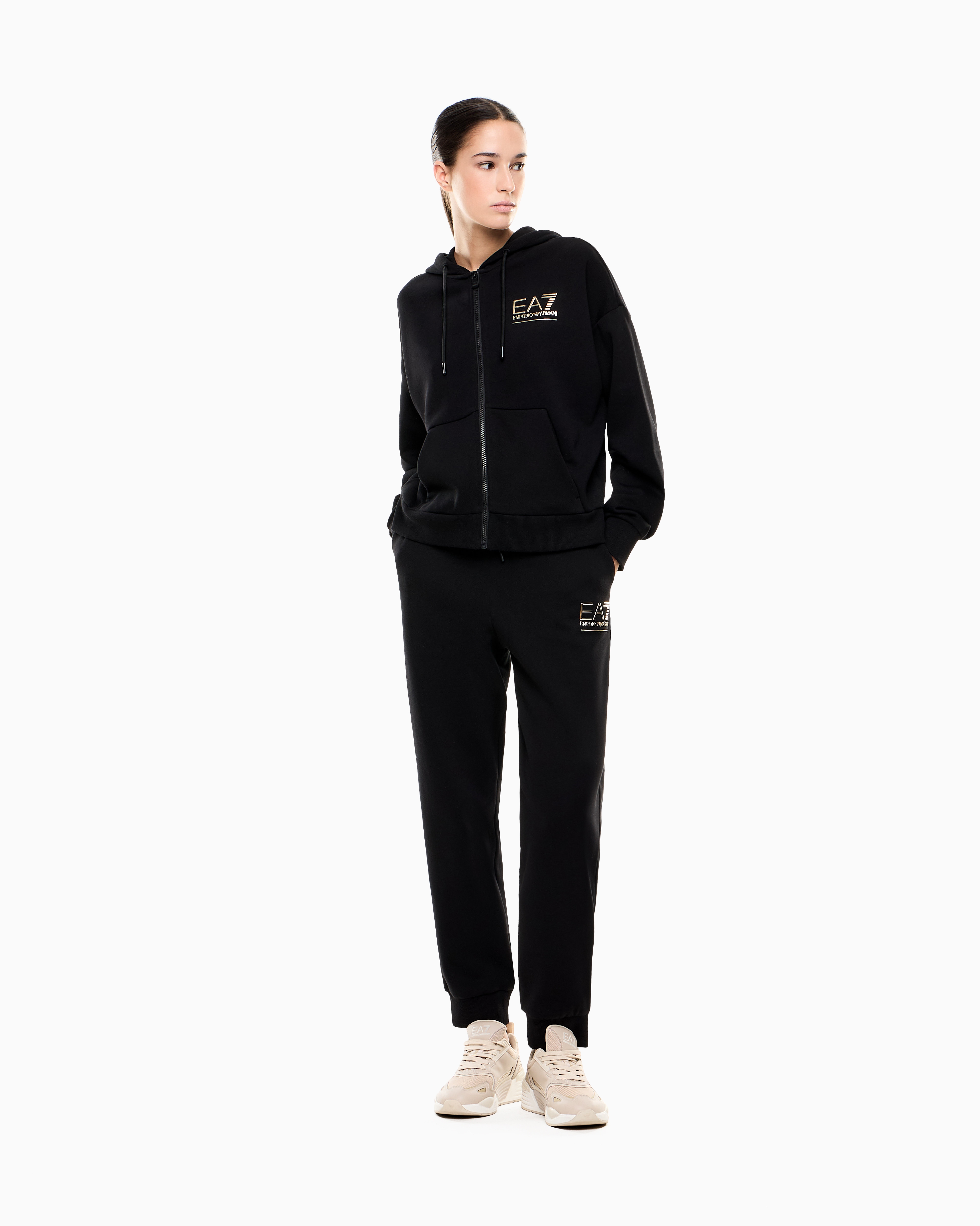 ■EA7■ ブラックトレーナー STRIKE 7 EA7 Emporio Armani Full Zip Logo Sweatshirt Black | Mainline
