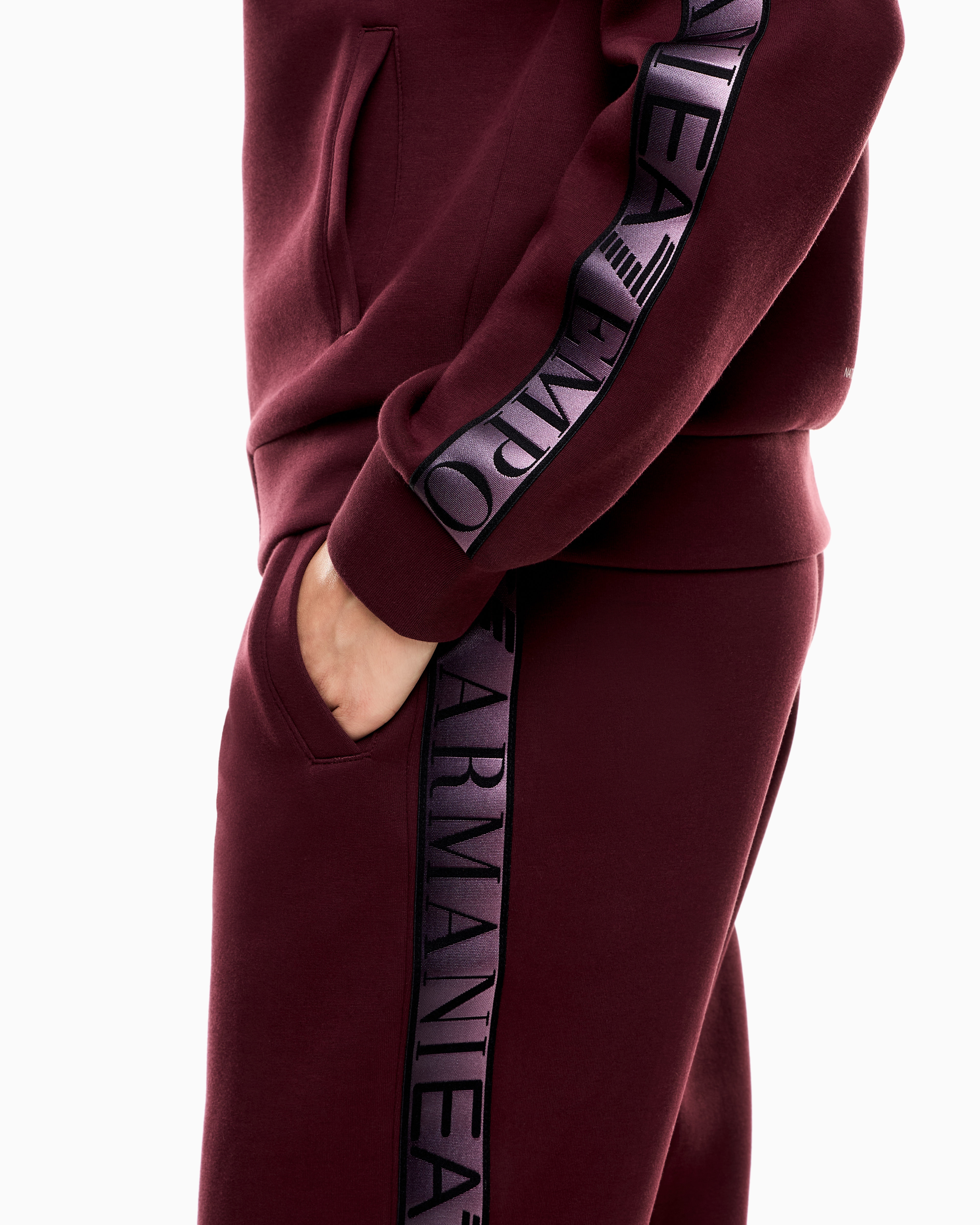 Ea7 Dynamic Athlete Tracksuit In Natural Ventus7 Technical Fabric In Burgundy