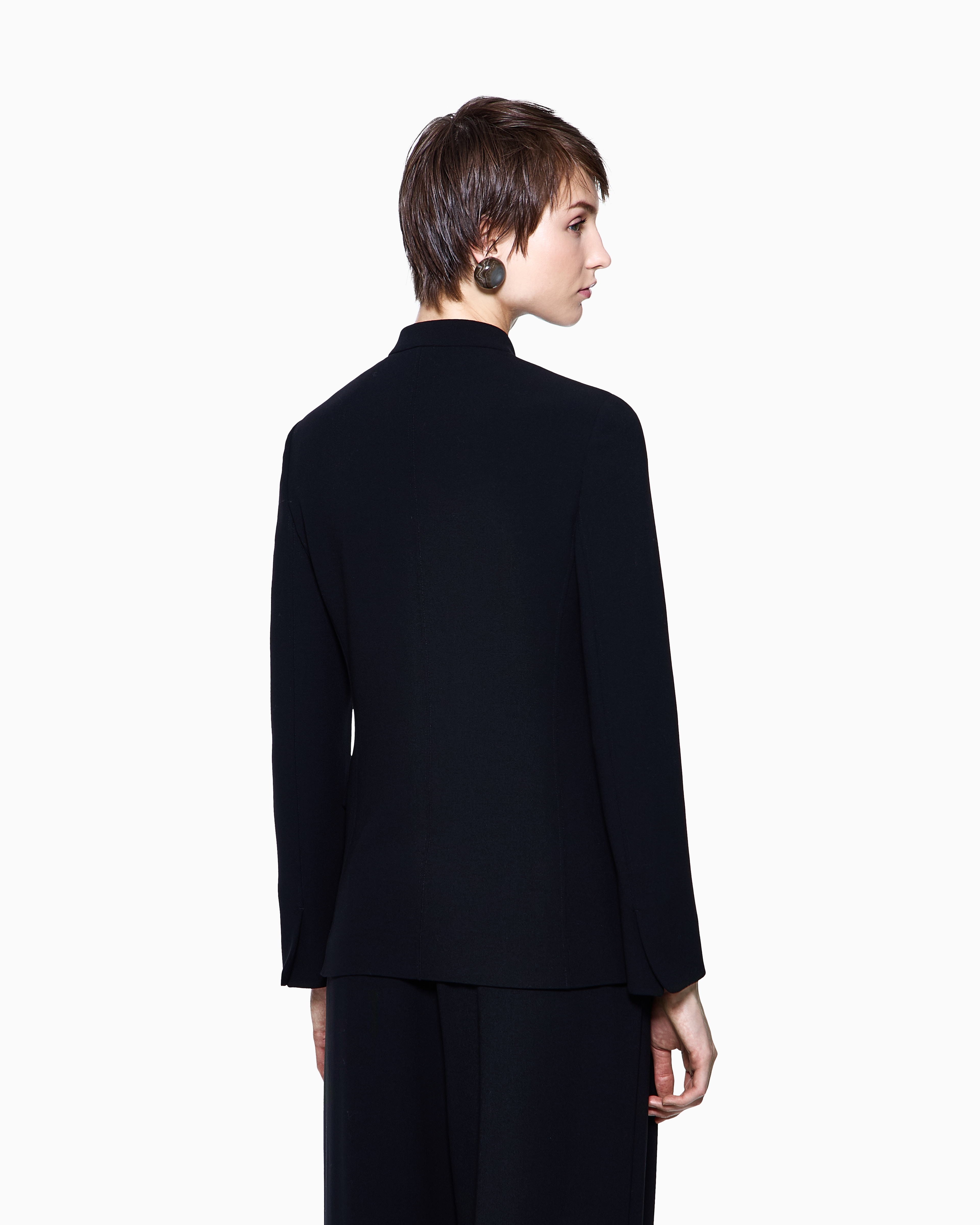 Giorgio Armani Double-breasted Jacket In Stretch Virgin Wool In Black