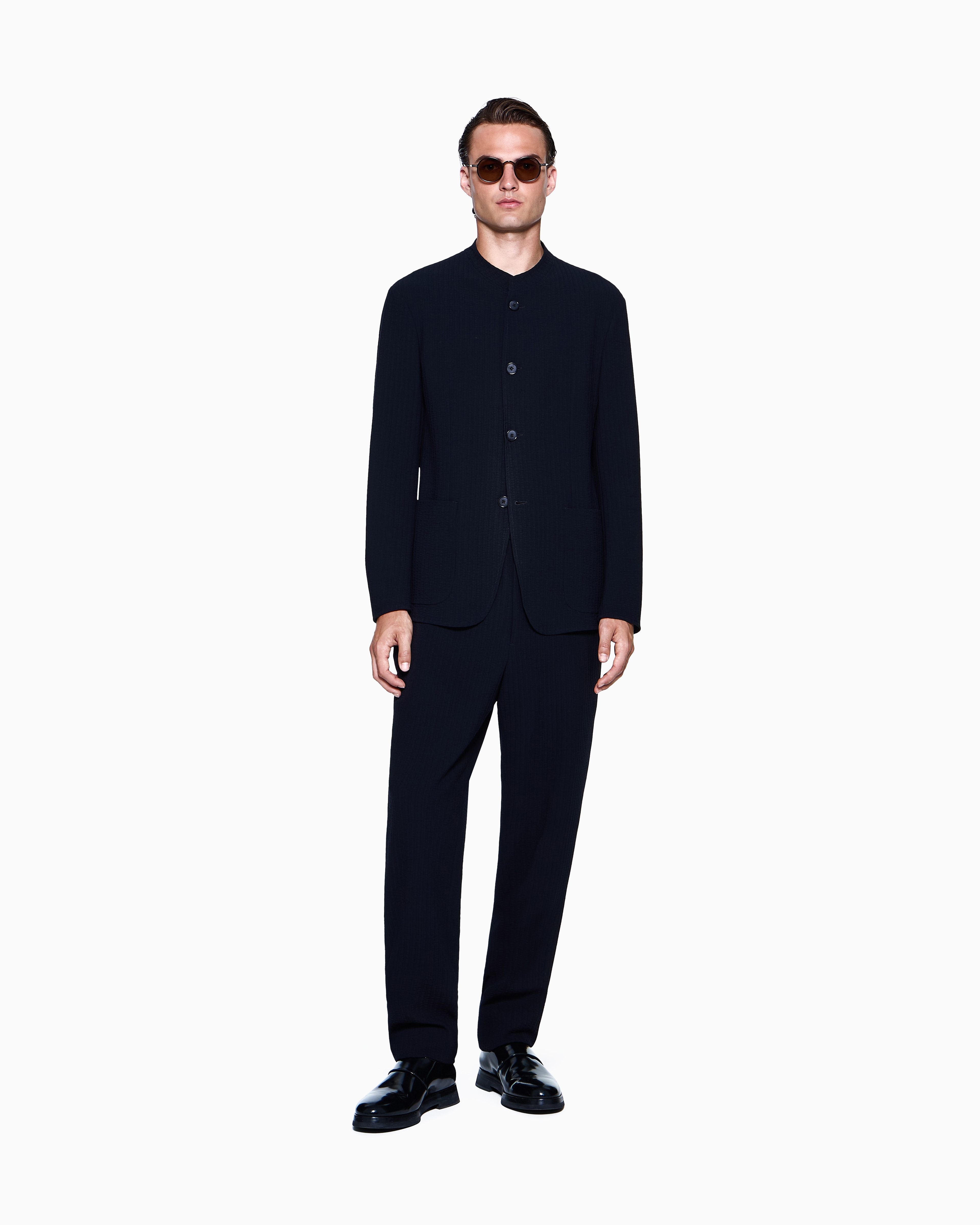ノータックパンツ バージンウール シアサッカー | Giorgio Armani