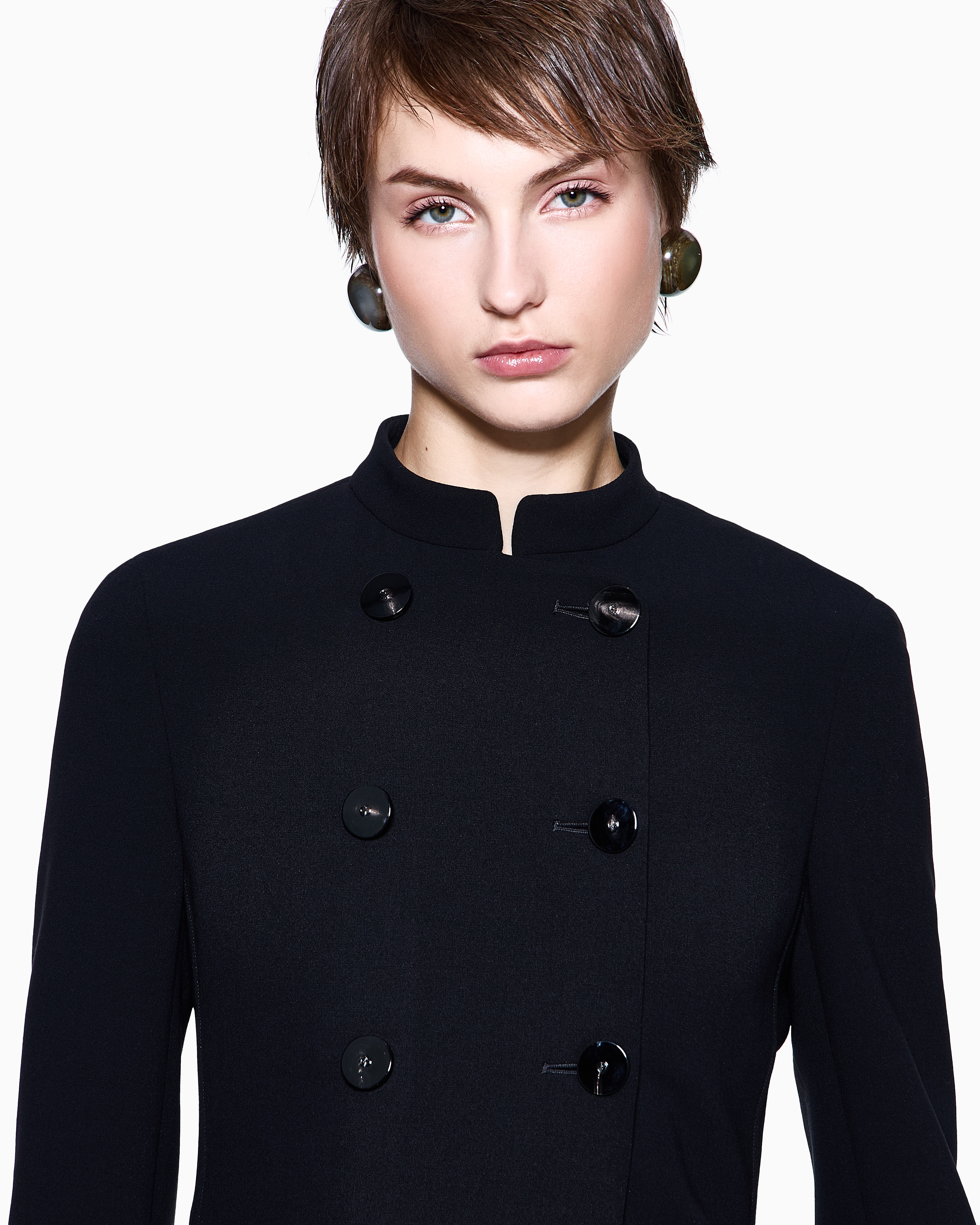 Giorgio Armani Double-breasted Jacket In Stretch Virgin Wool In Black