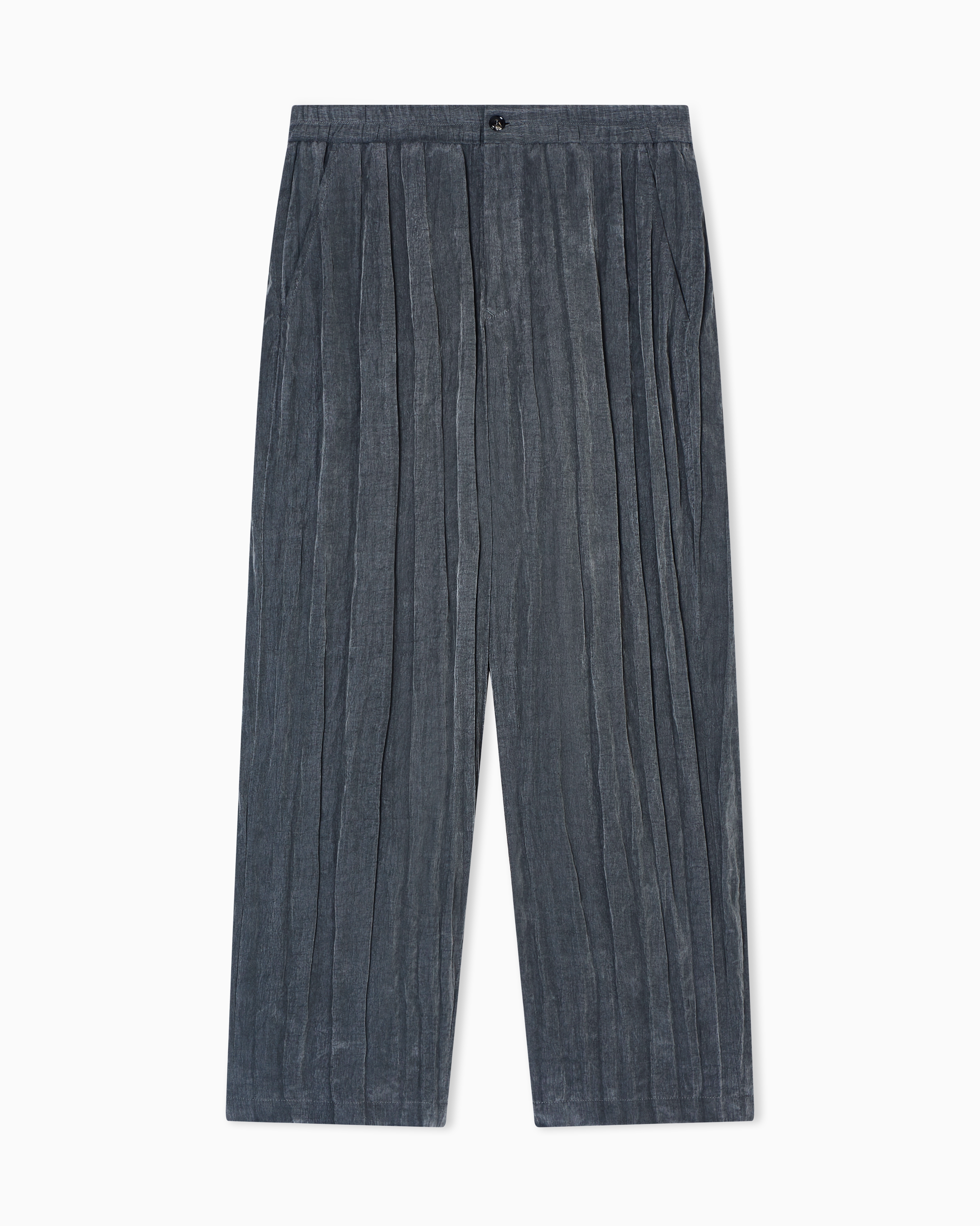 Flat-front trousers in pleated Lyocell and nylon canvas | Giorgio