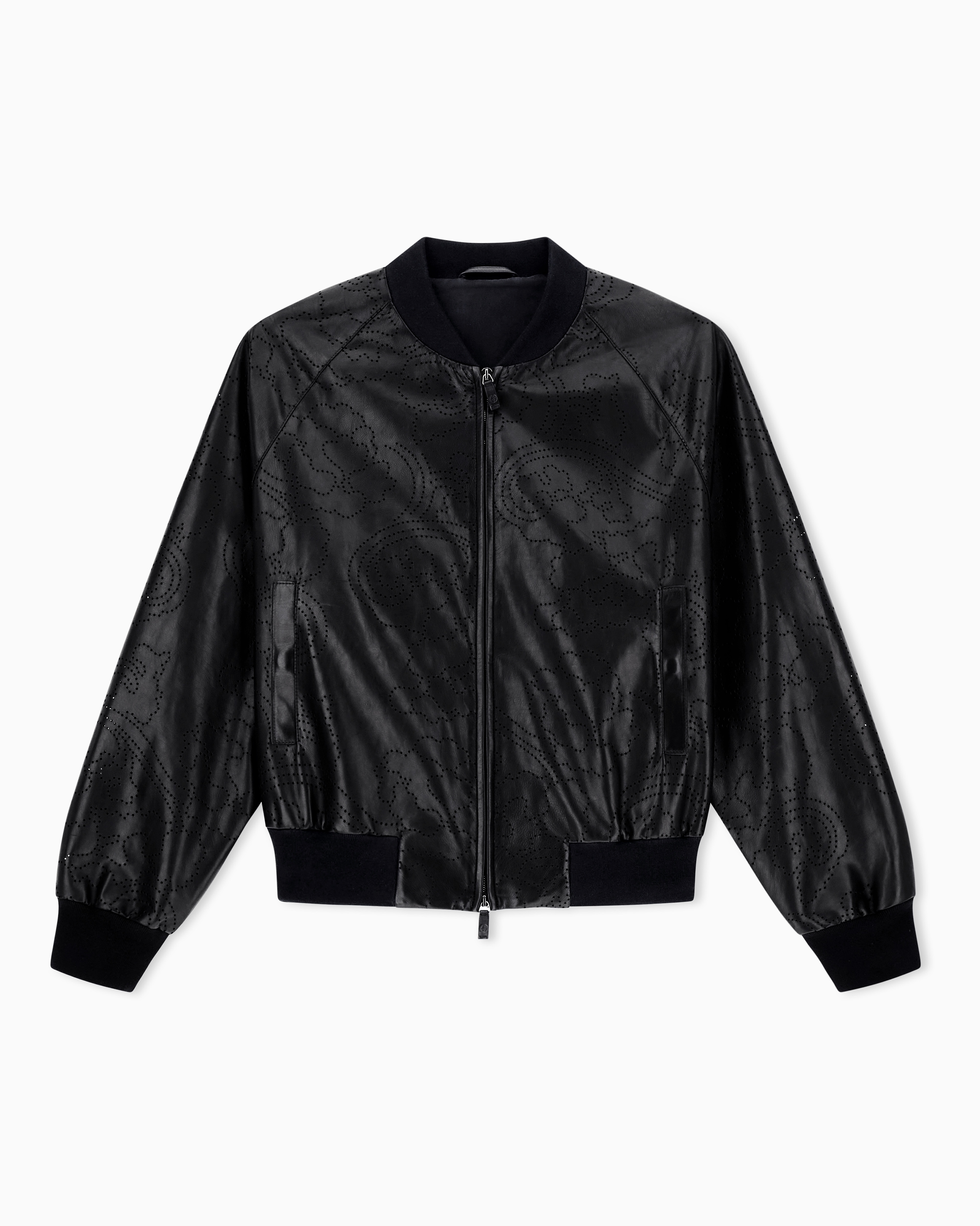 ジャケット・アウター GIORGIO ARMANI Cropped Bomber Jacket Perforated nappa calfskin bomber jacket | Giorgio Armani US