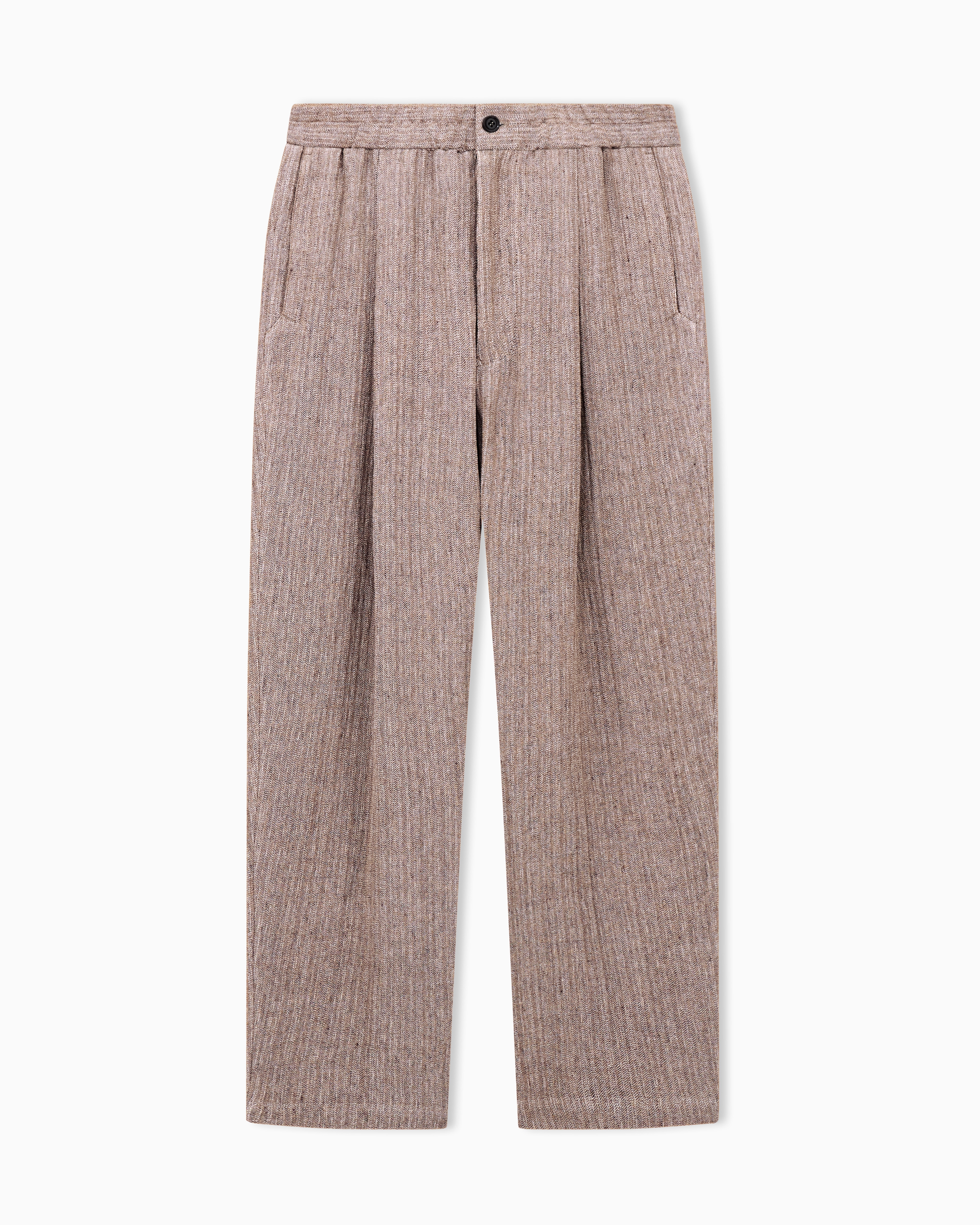 Mouliné linen and silk jacquard single-pleat trousers | Giorgio