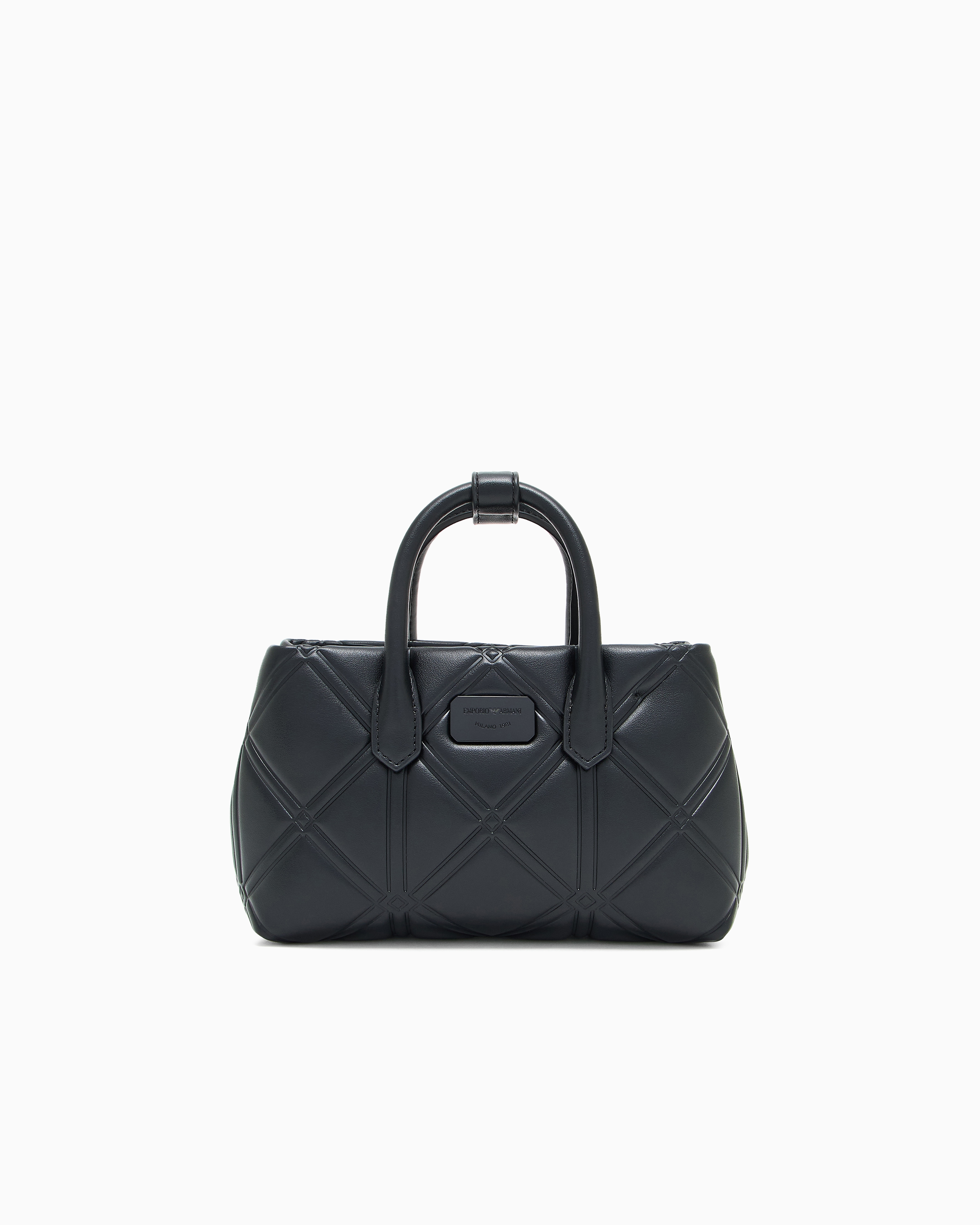 Emporio Armani Nappa Leather-effect Mini Bag With Embossed Motif In Black