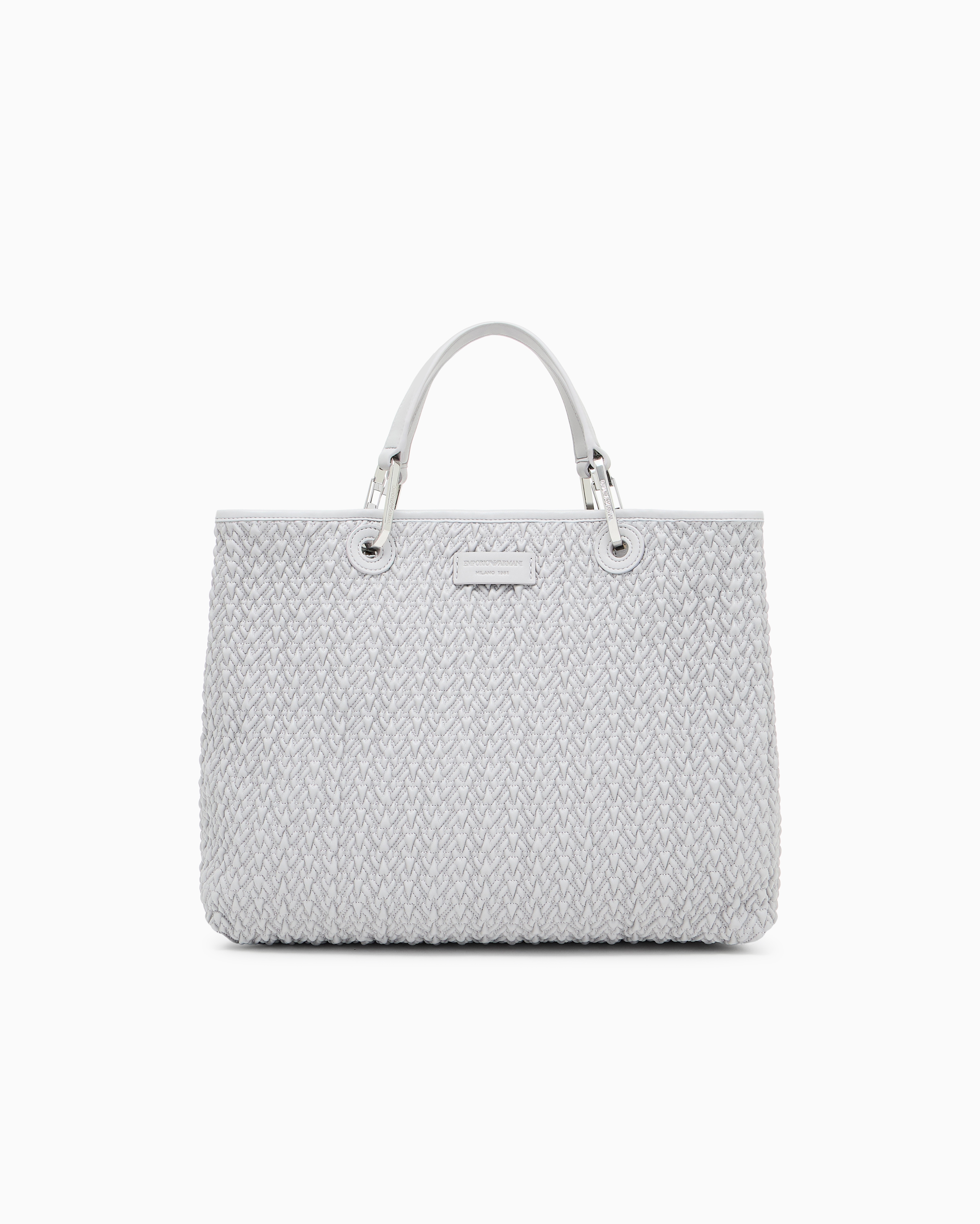 Emporio Armani Quilted-effect Medium Myea Shopper Bag In Gray