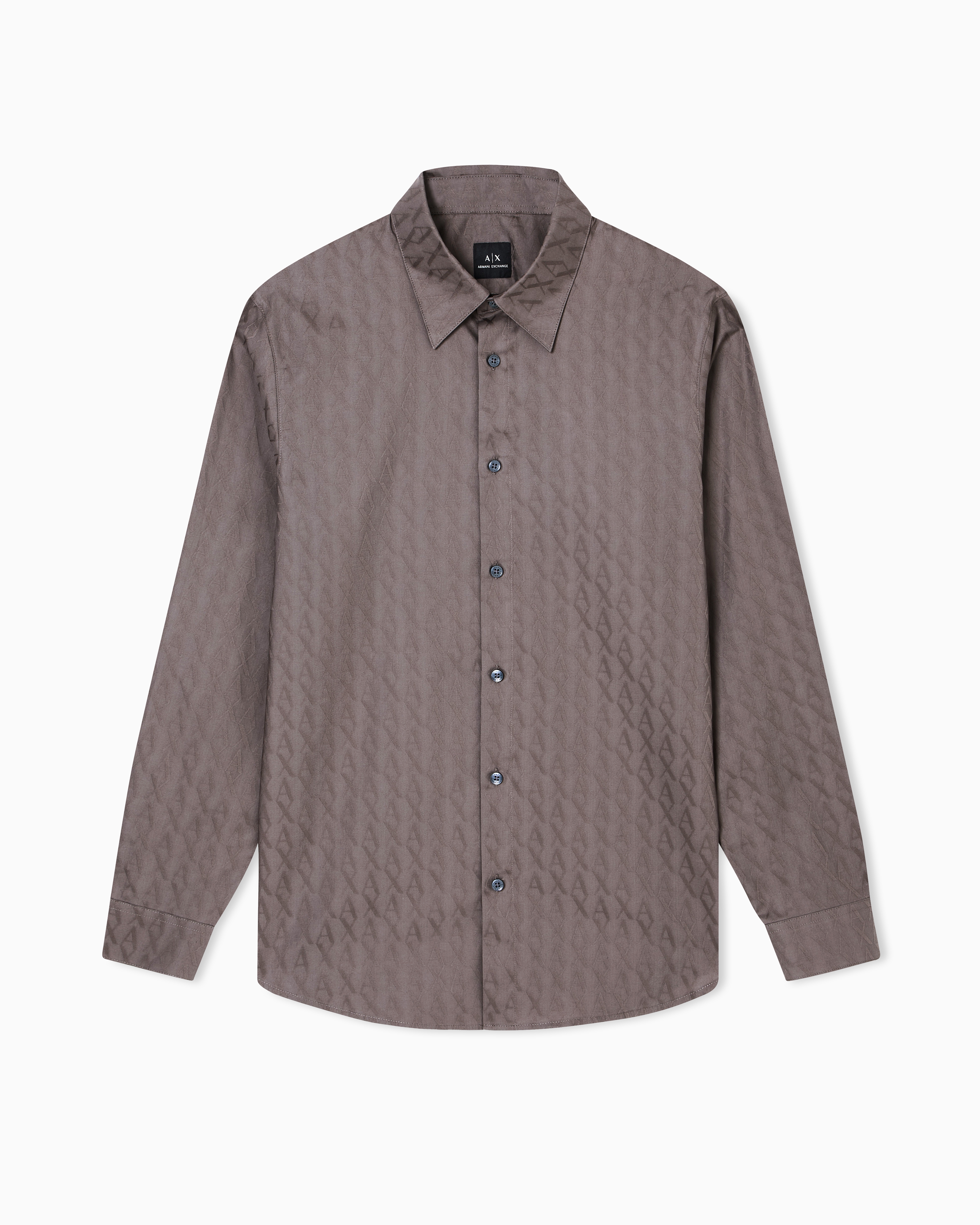 Armani Exchange - Regular fit cotton jacquard shirt, Man, Green, Size: