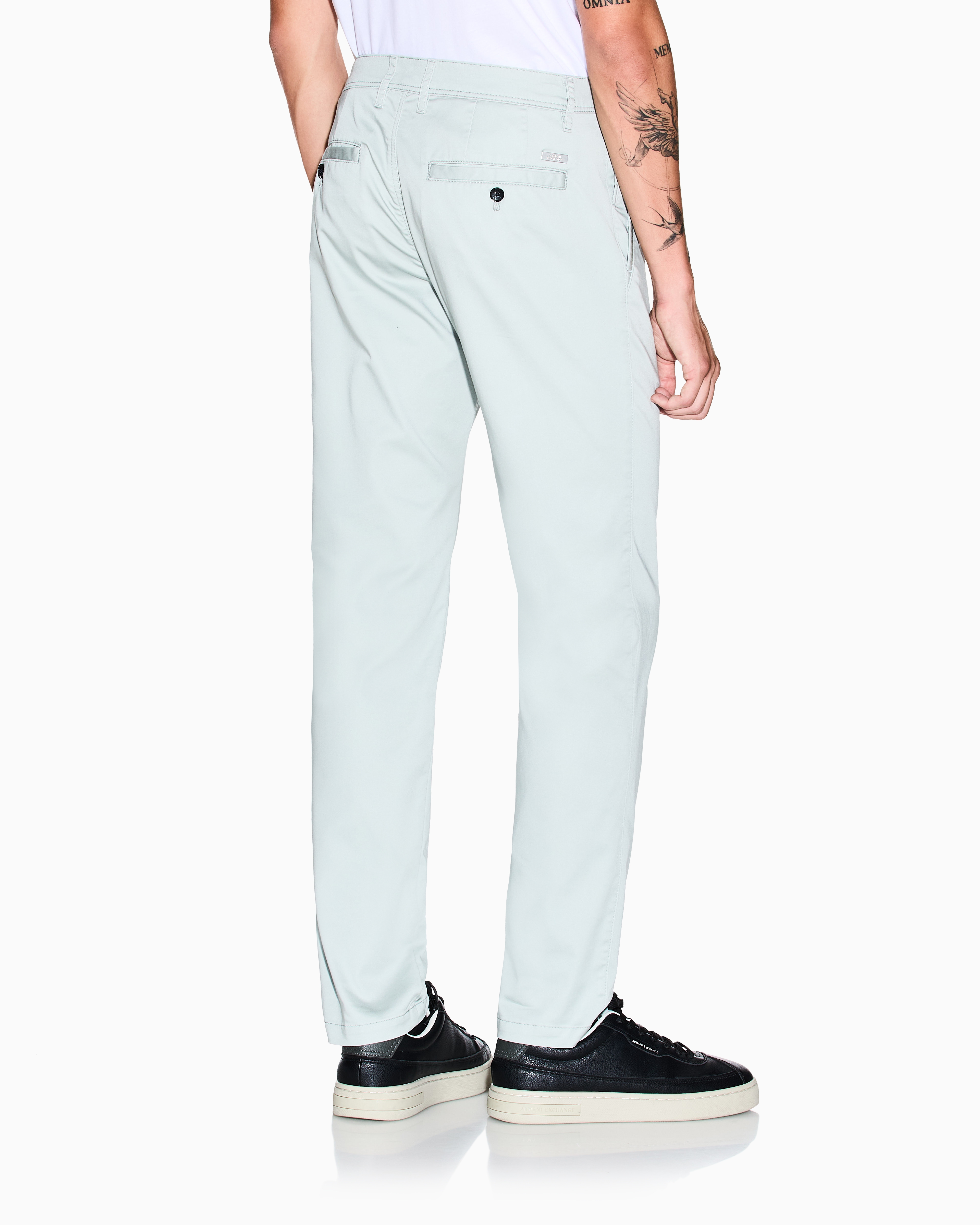 Armani Exchange Stretch Cotton Chinos In Blue